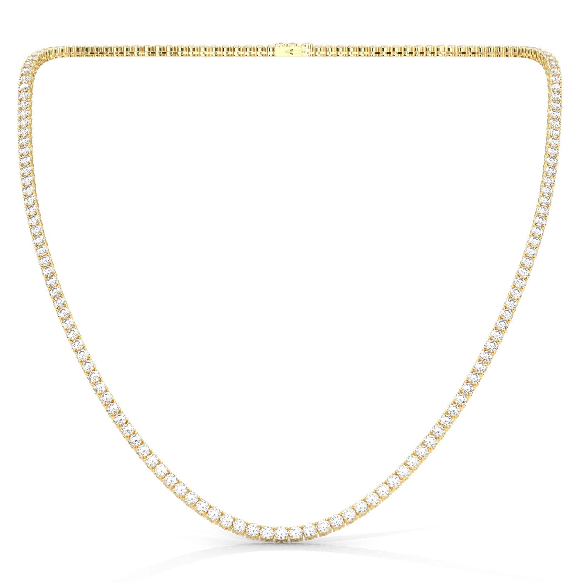 Classic Straight Lab-Grown Diamond Tennis Necklace Yellow Gold