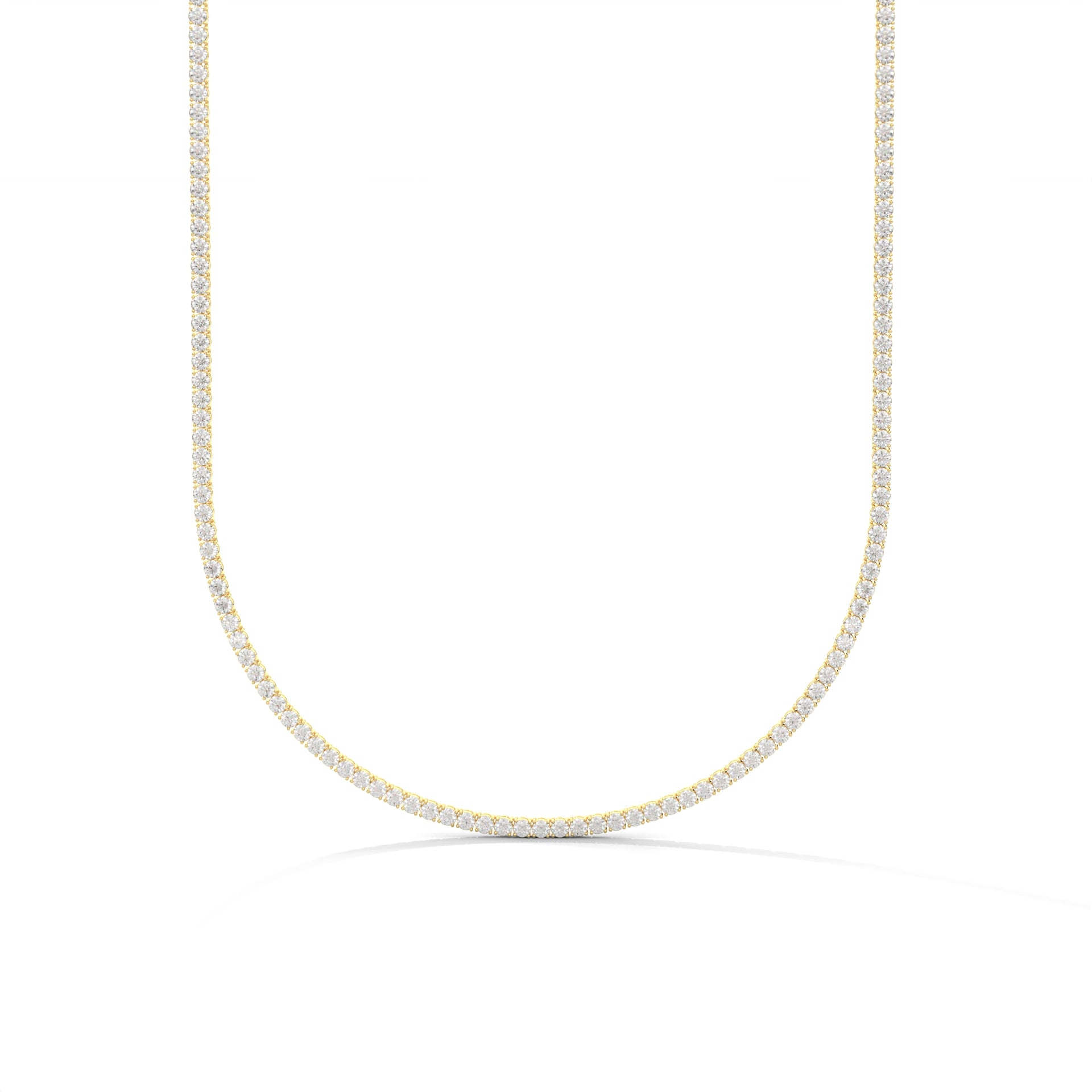 Classic Straight Lab-Grown Diamond Tennis Necklace Yellow Gold