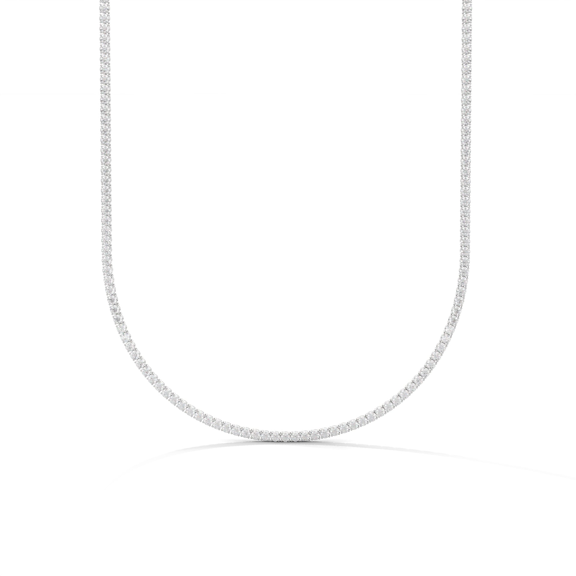 Classic Straight Lab-Grown Diamond Tennis Necklace Sterling Silver