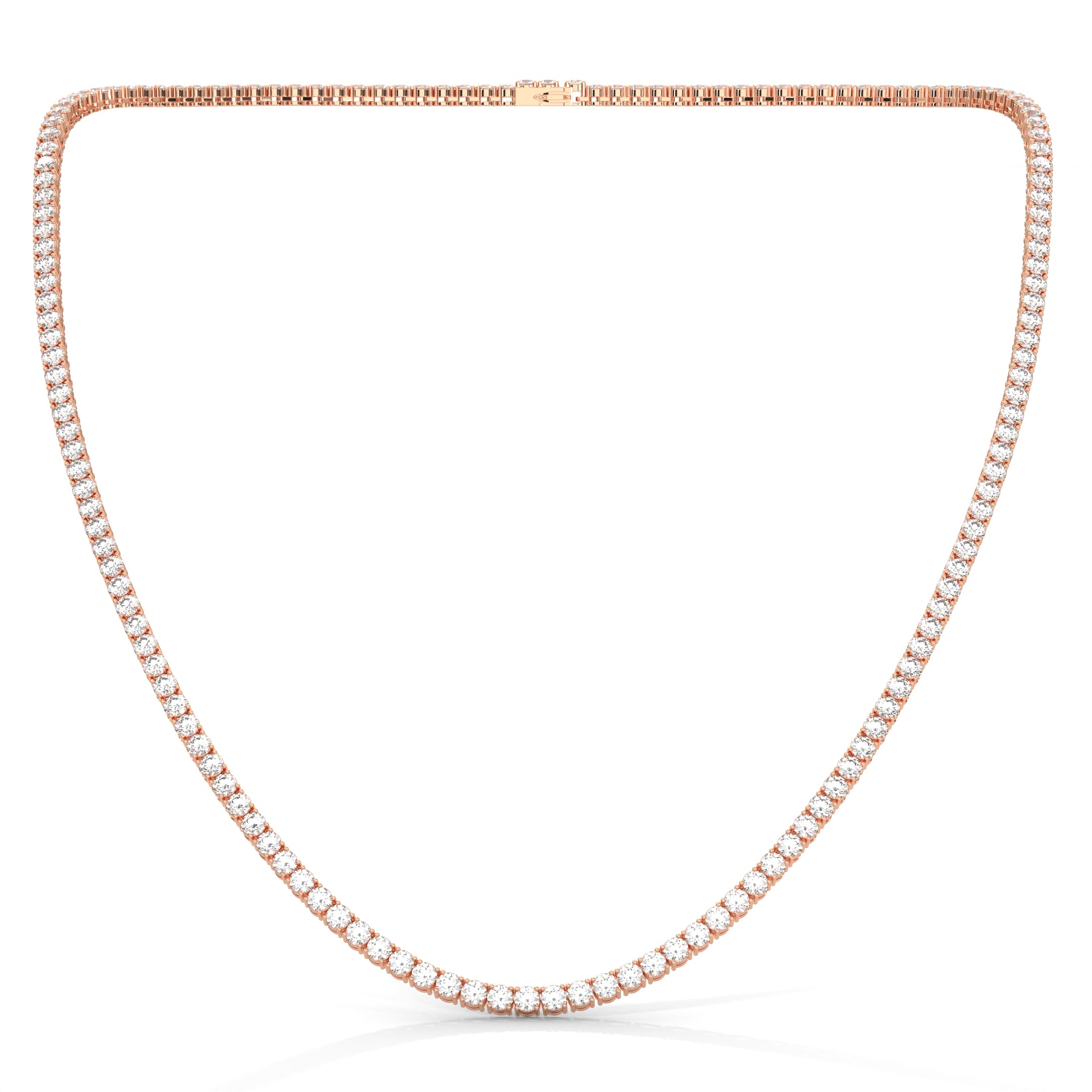 Classic Straight Lab-Grown Diamond Tennis Necklace Rose Gold