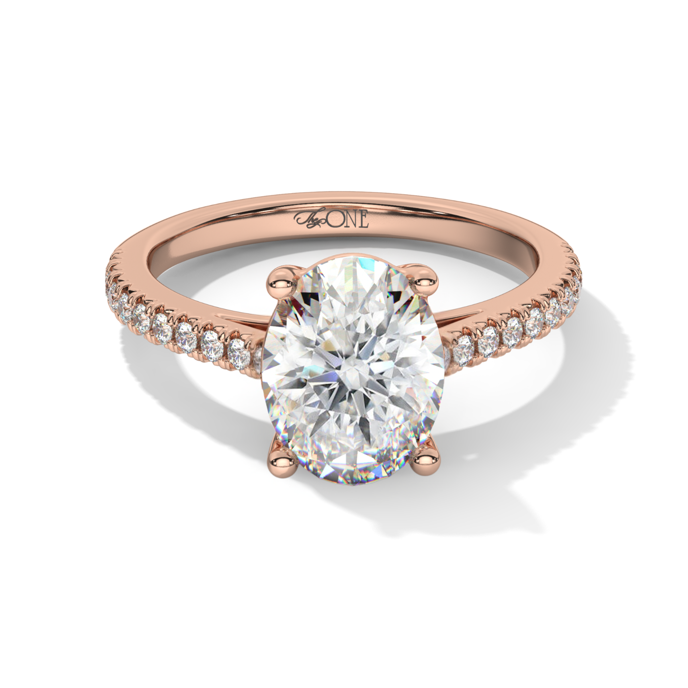 Oval Diamond on a Pavé Band With a Hidden Halo