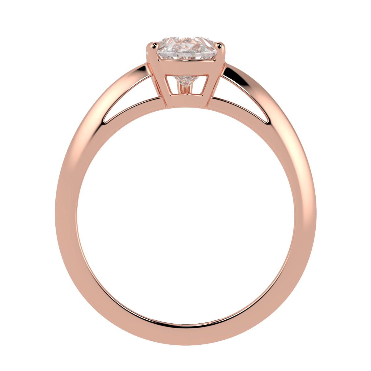 5-Claw Pear Solitaire Engagement Ring Rose Gold