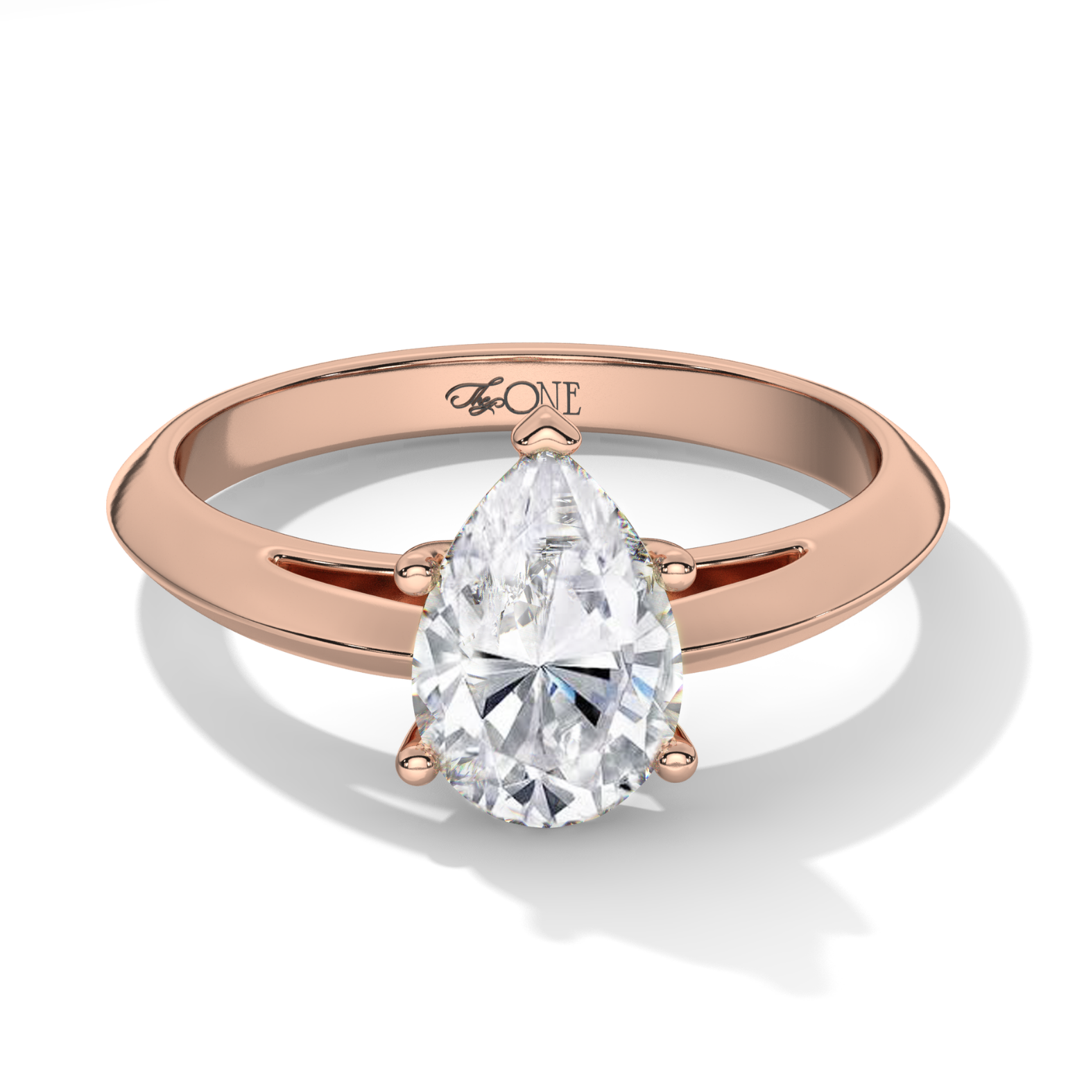 5-Claw Pear Solitaire Engagement Ring Rose Gold
