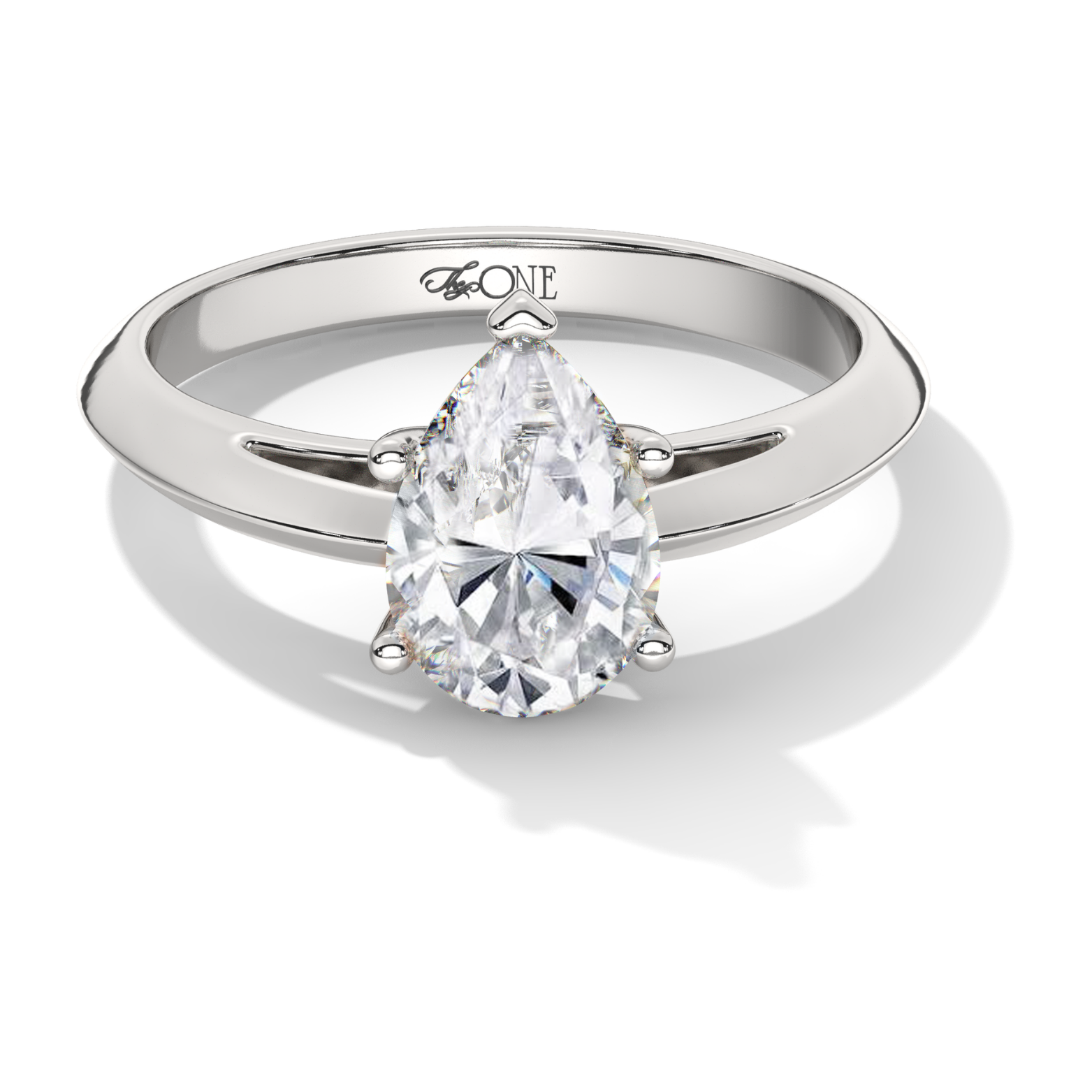 5-Claw Pear Solitaire Engagement Ring White Gold