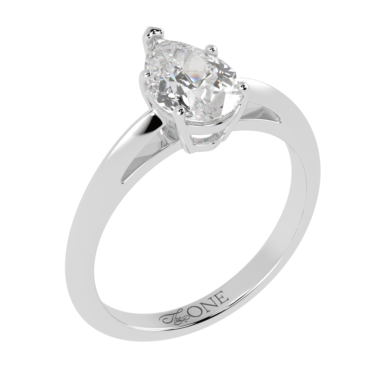 5-Claw Pear Solitaire Engagement Ring White Gold