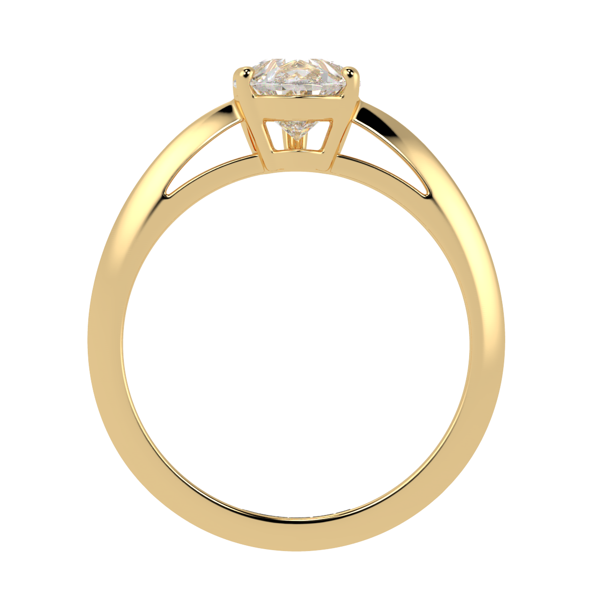5-Claw Pear Solitaire Engagement Ring Yellow Gold