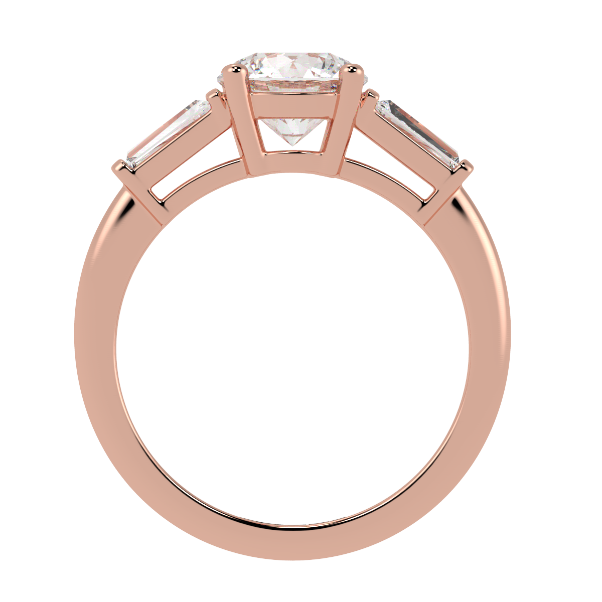 Classic Round & Baguette Trilogy Rose Gold