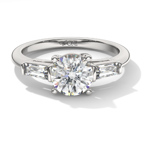 Classic Round & Baguette Trilogy White Gold