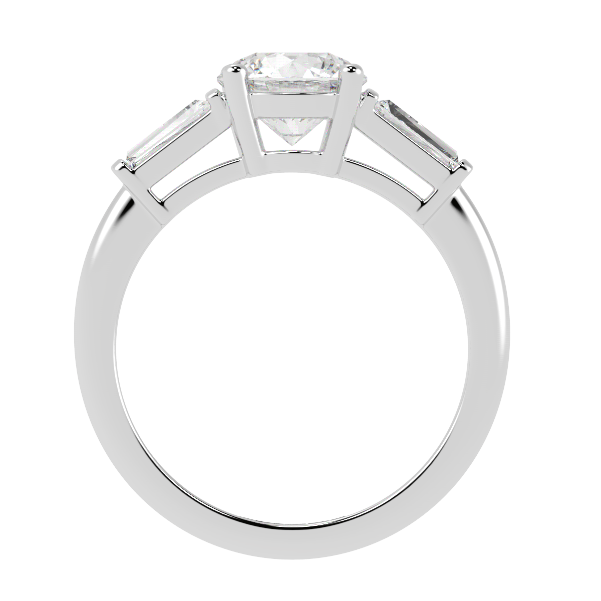 Classic Round & Baguette Trilogy White Gold