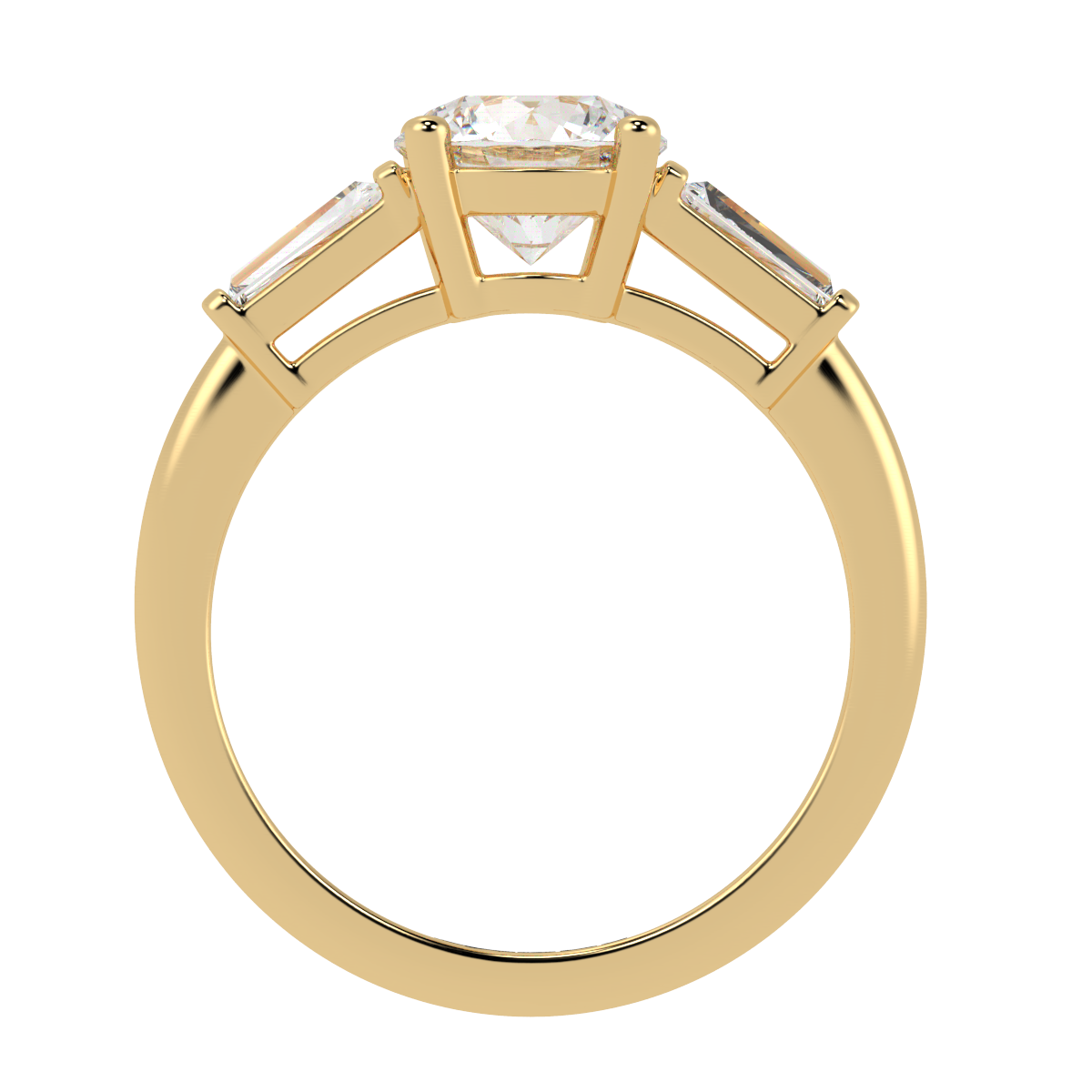 Classic Round & Baguette Trilogy Yellow Gold