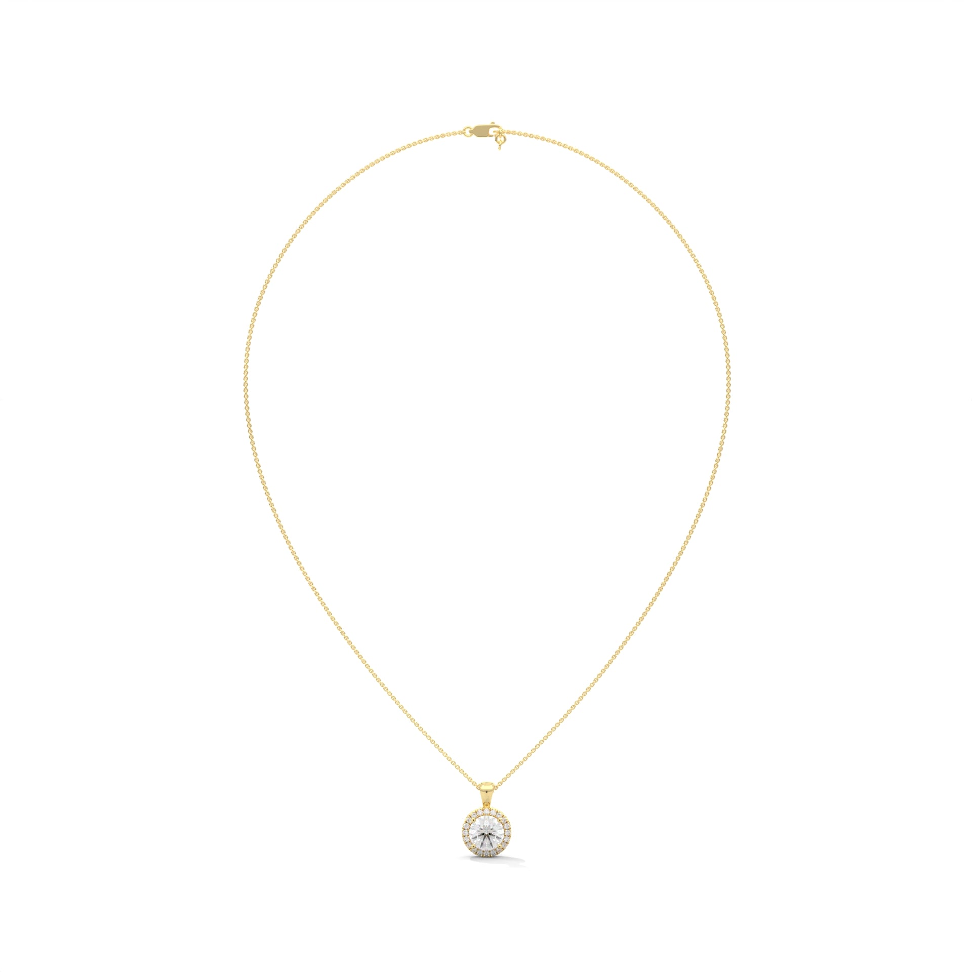Classic Round Halo Pendant Yellow Gold