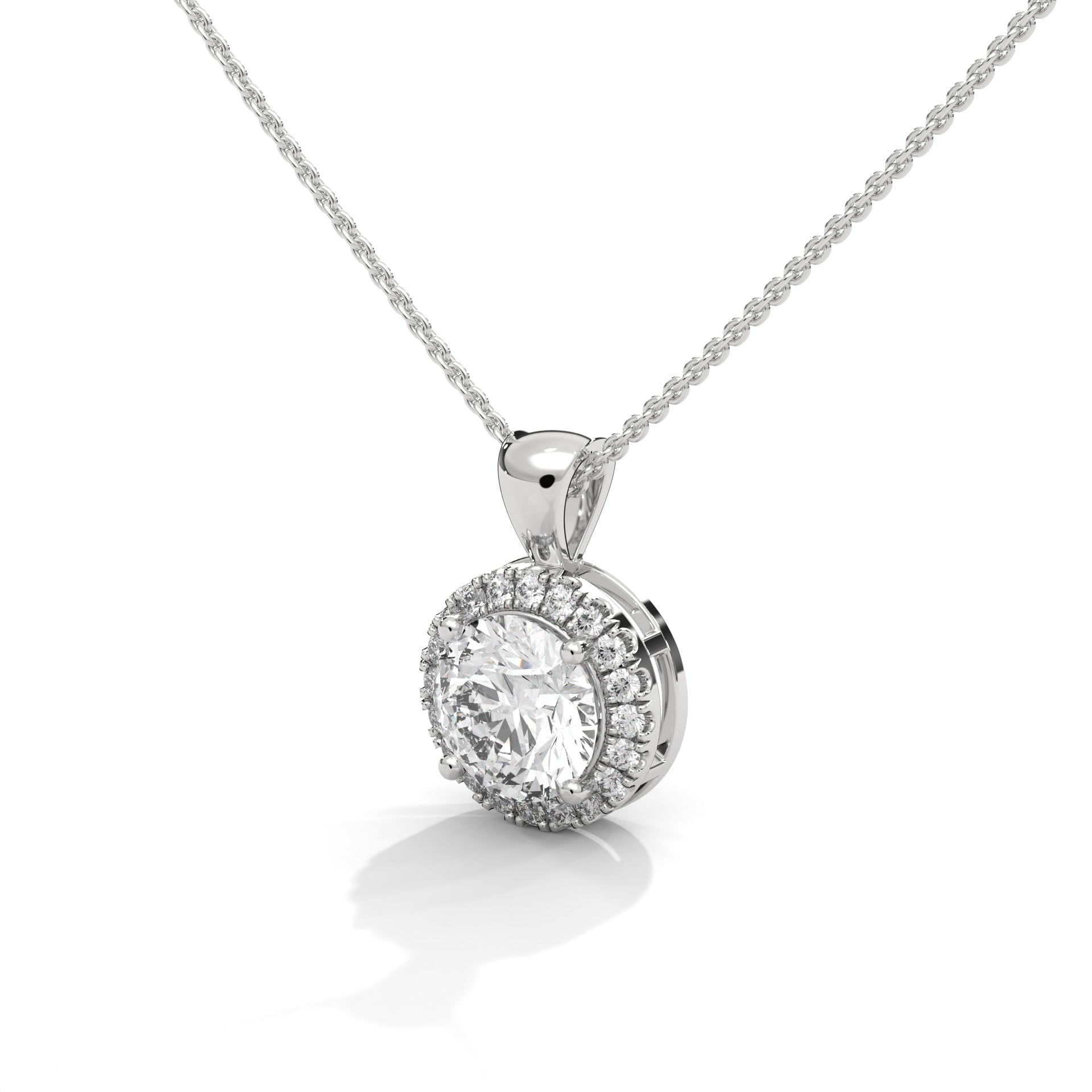 Classic Round Halo Pendant Sterling Silver