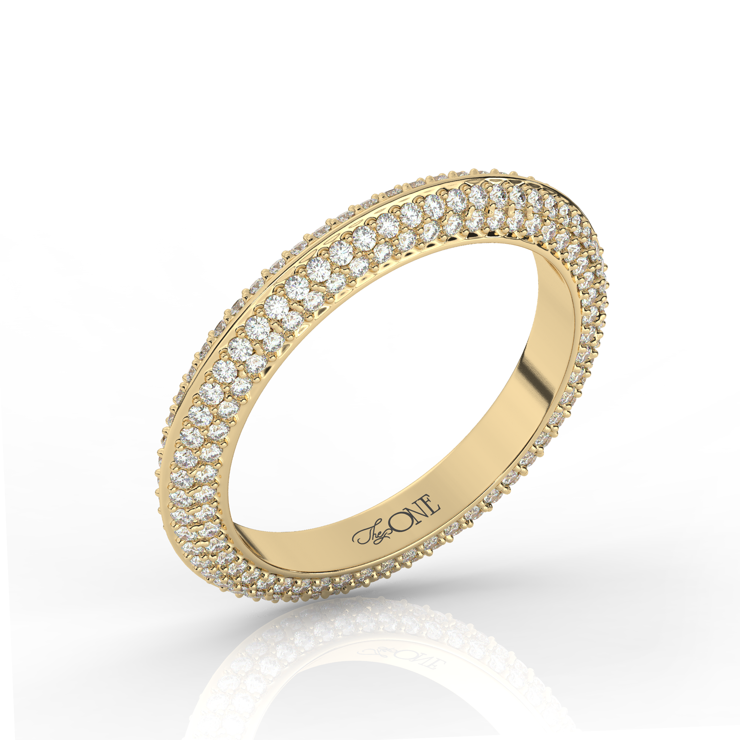 Classic Round Knife-Edge Diamond Band Yellow Gold
