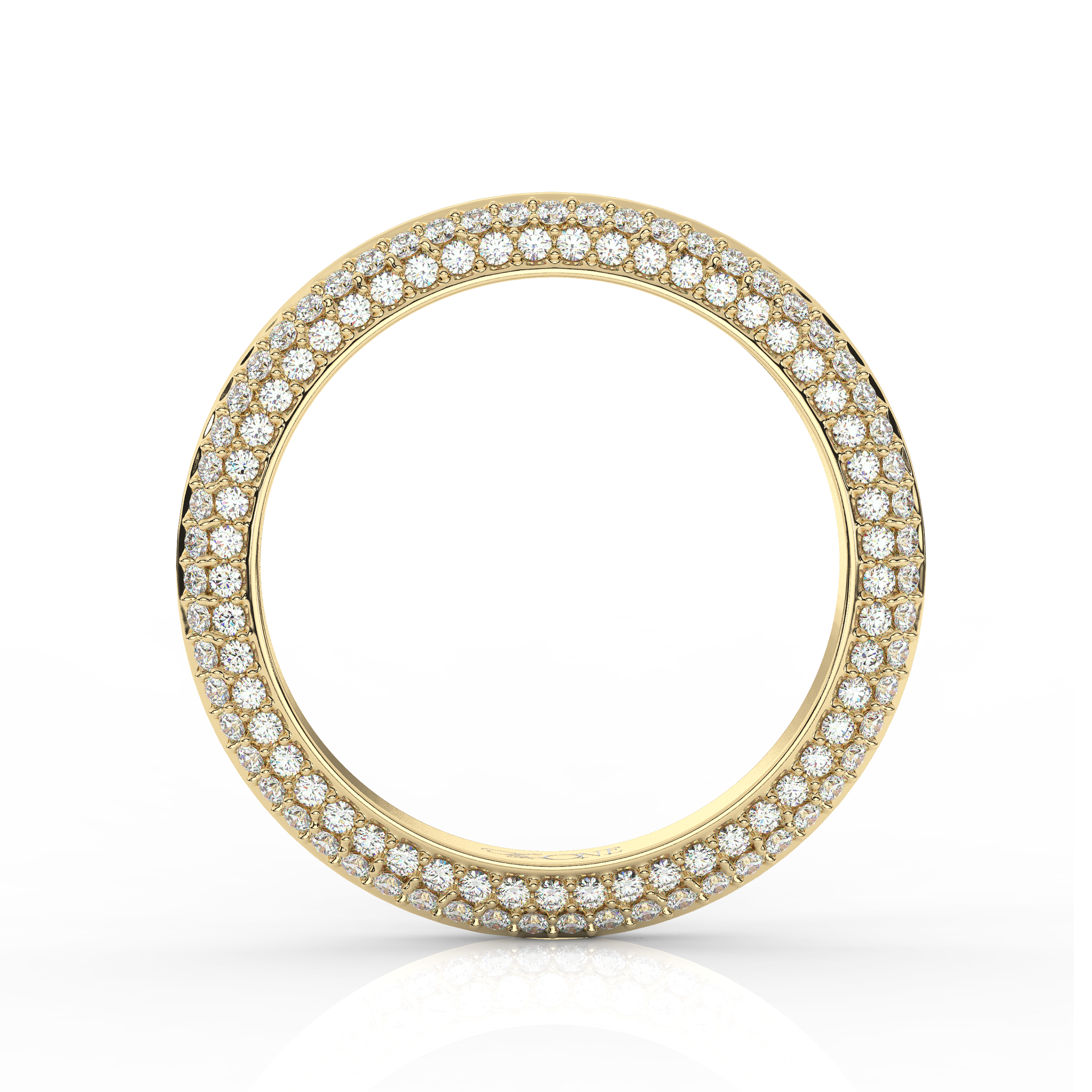 Classic Round Knife-Edge Diamond Band Yellow Gold