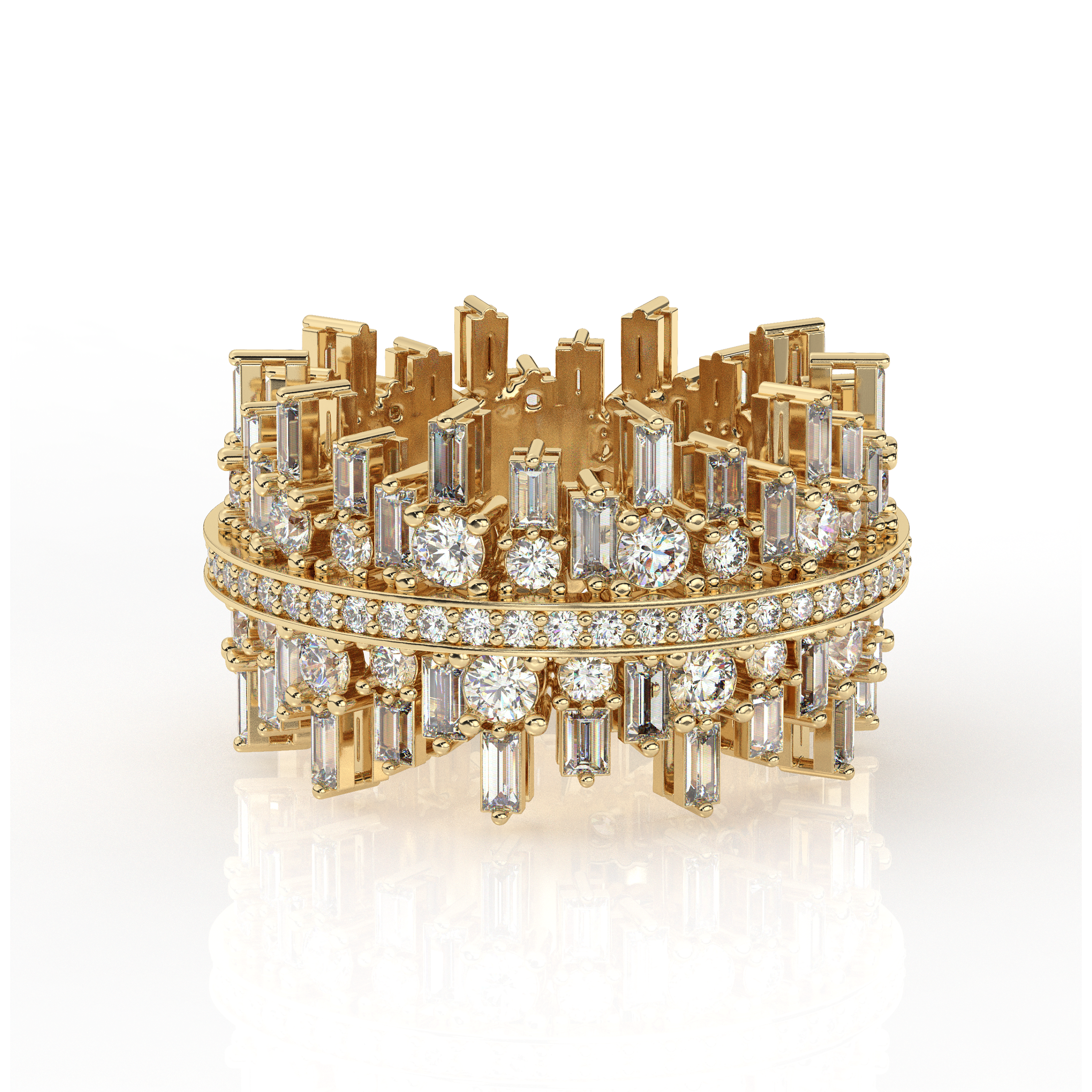 Crown Style Dress Ring Yellow Gold