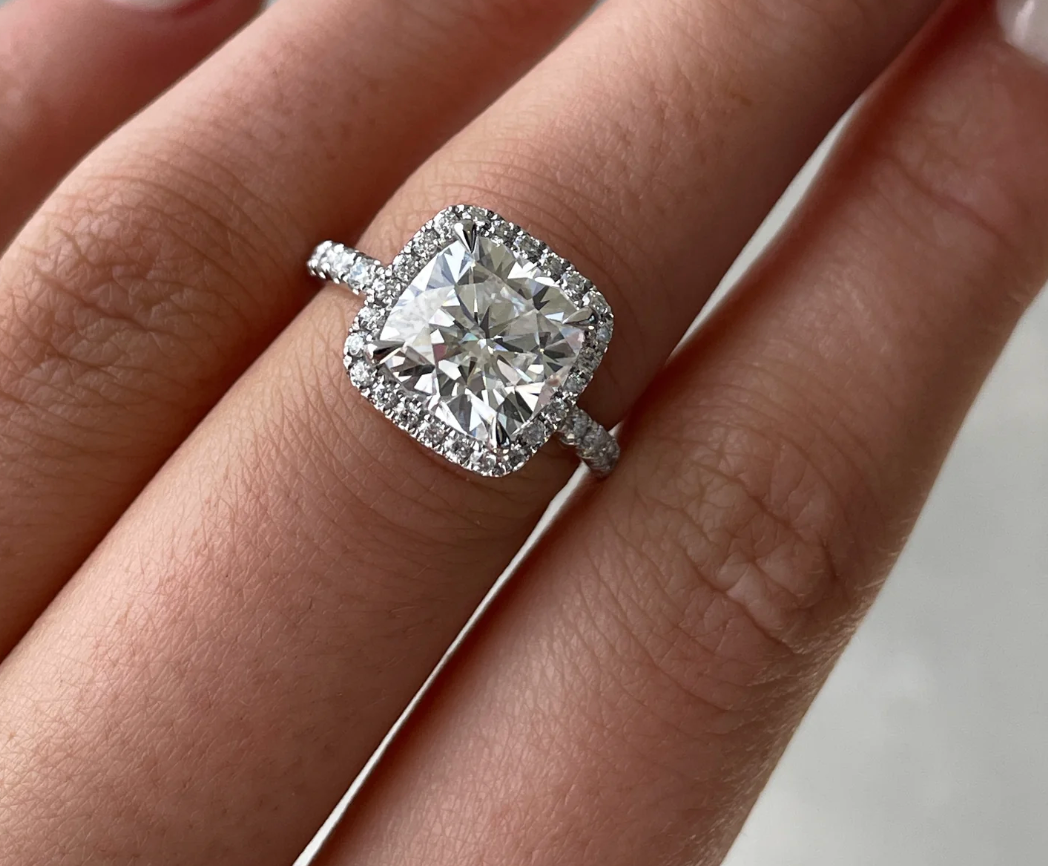 Cushion Halo on a Pavé Band