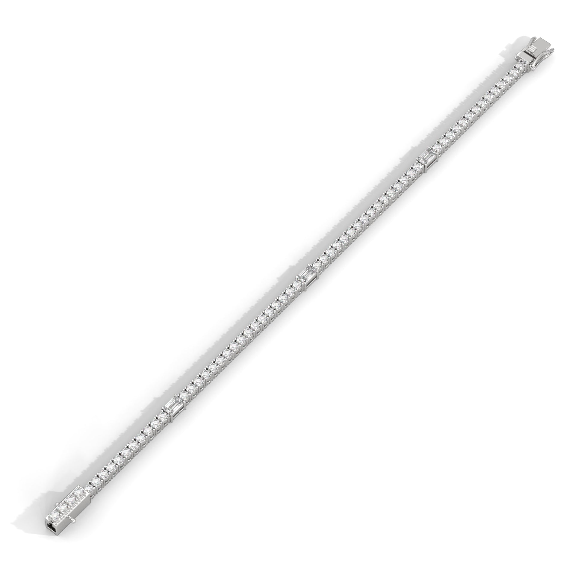 Emerald & Round Diamond Tennis Bracelet Platinum