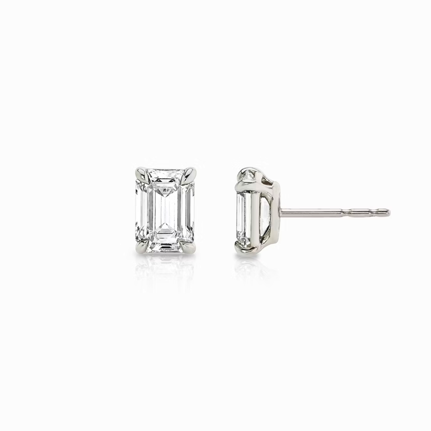 Emerald Diamond Stud Earrings White Gold