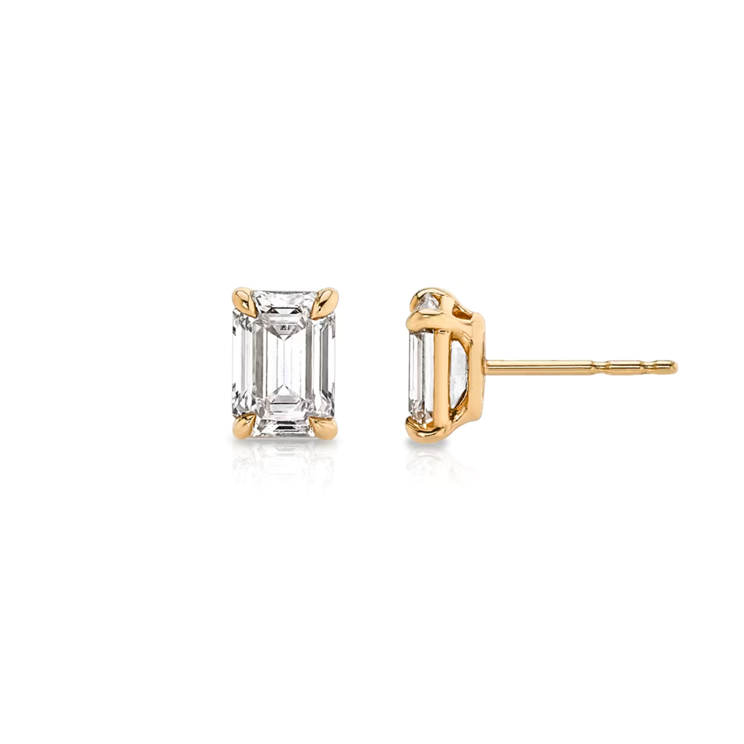 Emerald Diamond Stud Earrings Rose Gold