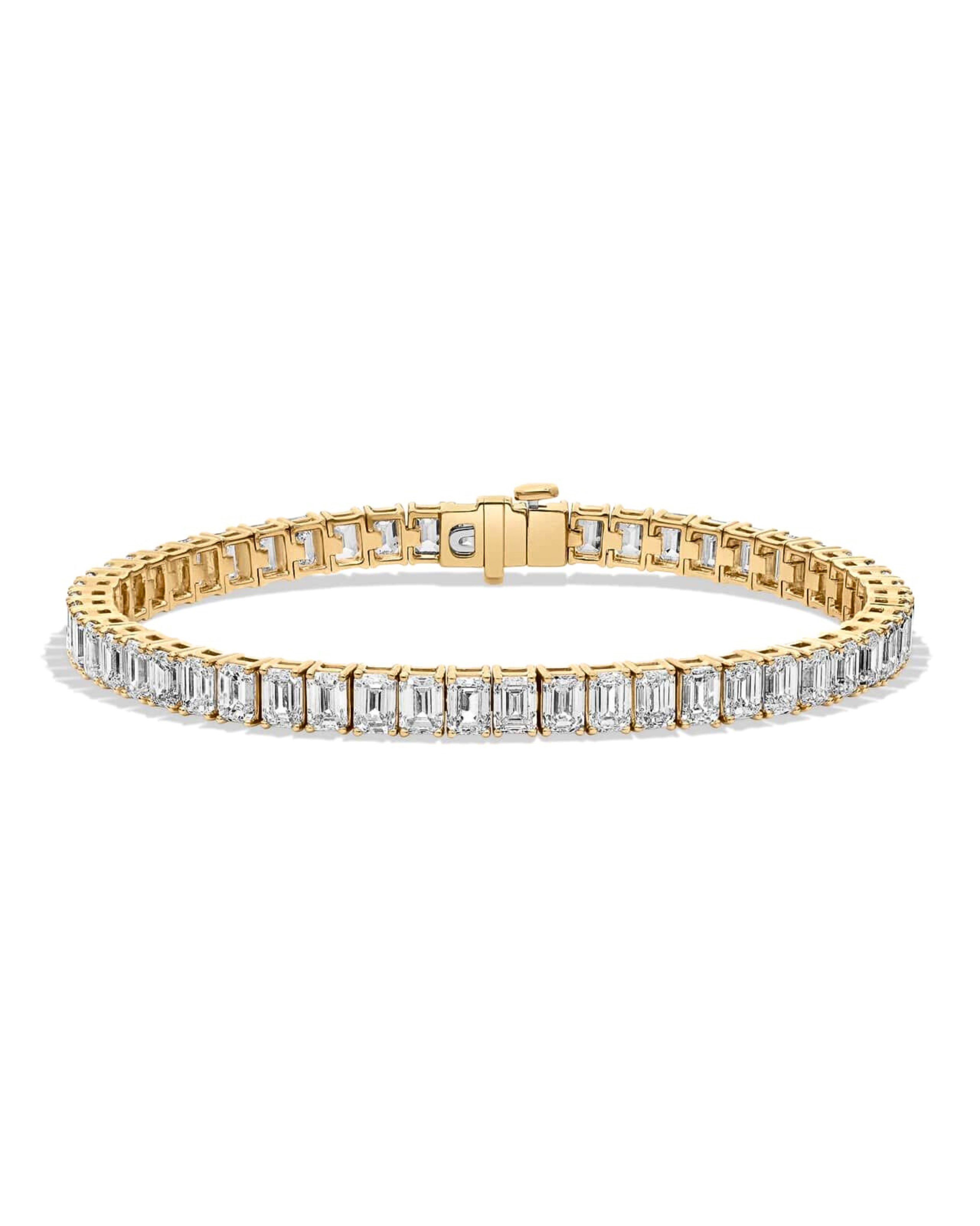 Emerald Diamond Tennis Bracelet Yellow Gold