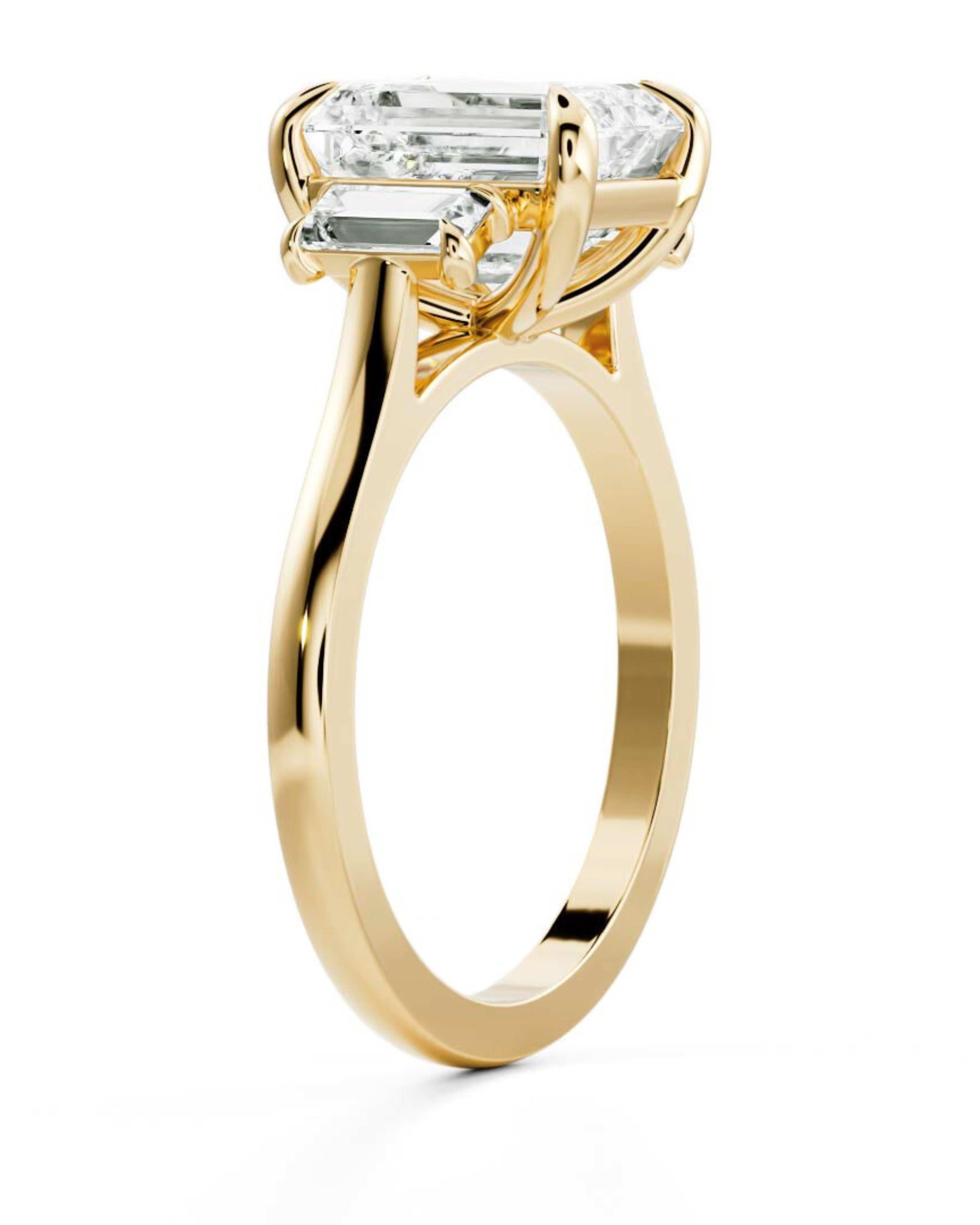 Emerald Diamond Trilogy Yellow Gold