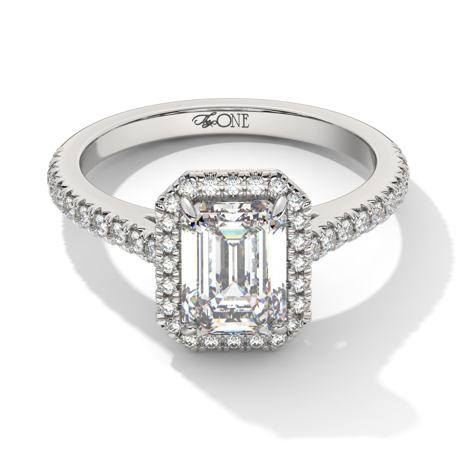 Emerald Halo Diamond Engagement Ring White Gold