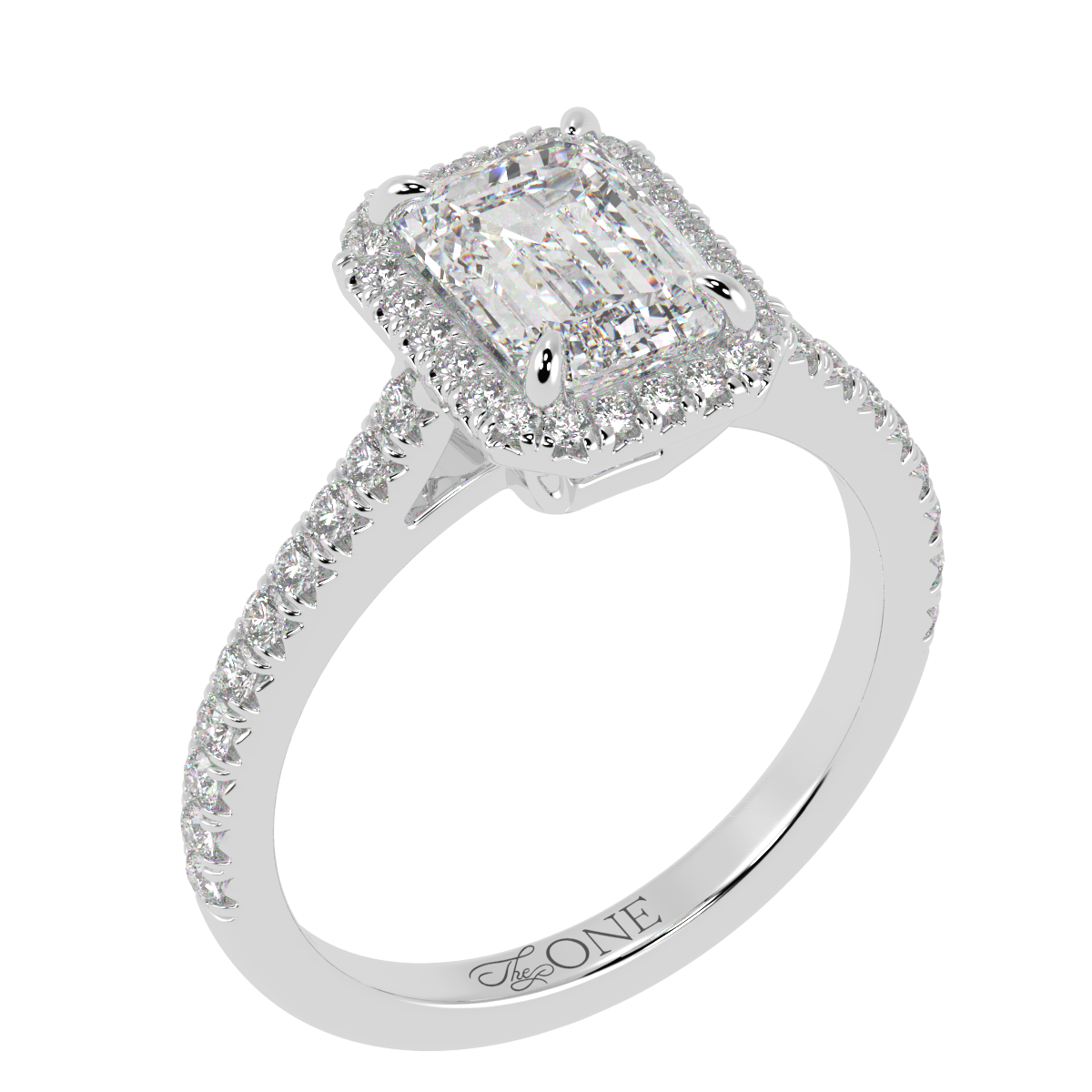 Emerald Halo Diamond Engagement Ring White Gold