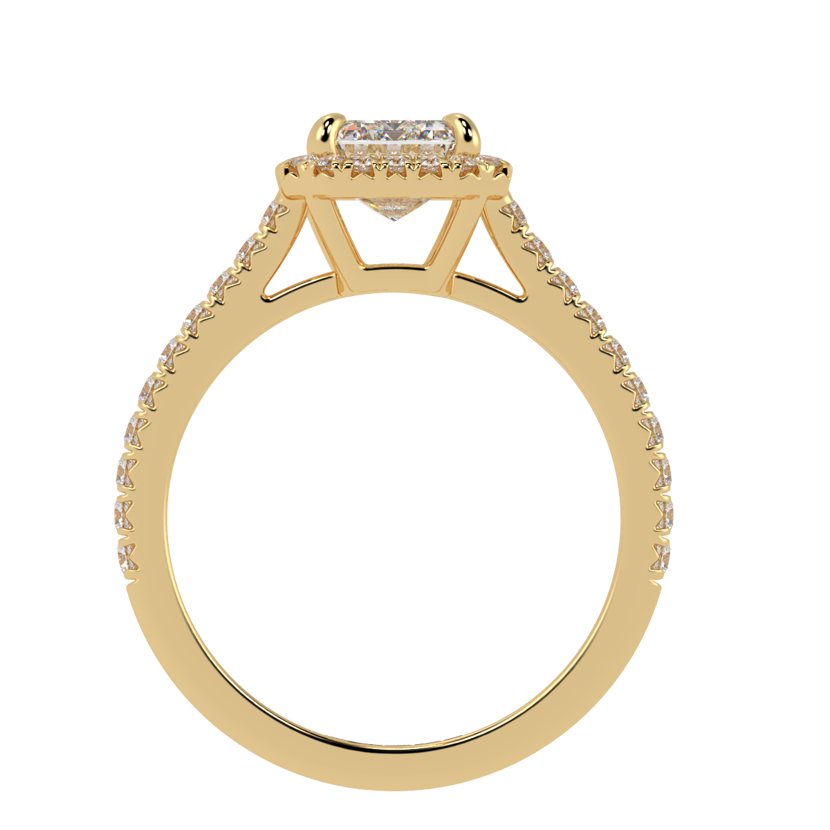 Emerald Halo Diamond Engagement Ring Yellow Gold