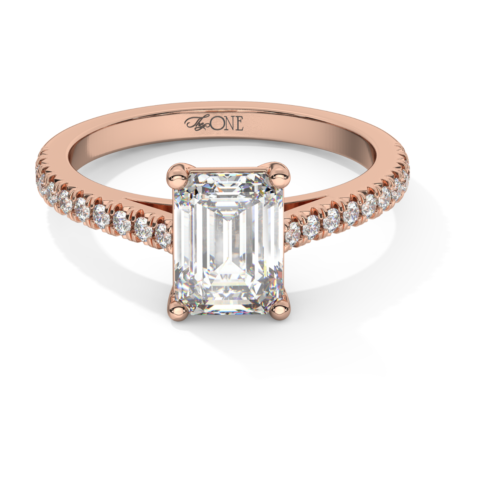 Emerald Pavé Diamond Engagement Ring Rose Gold