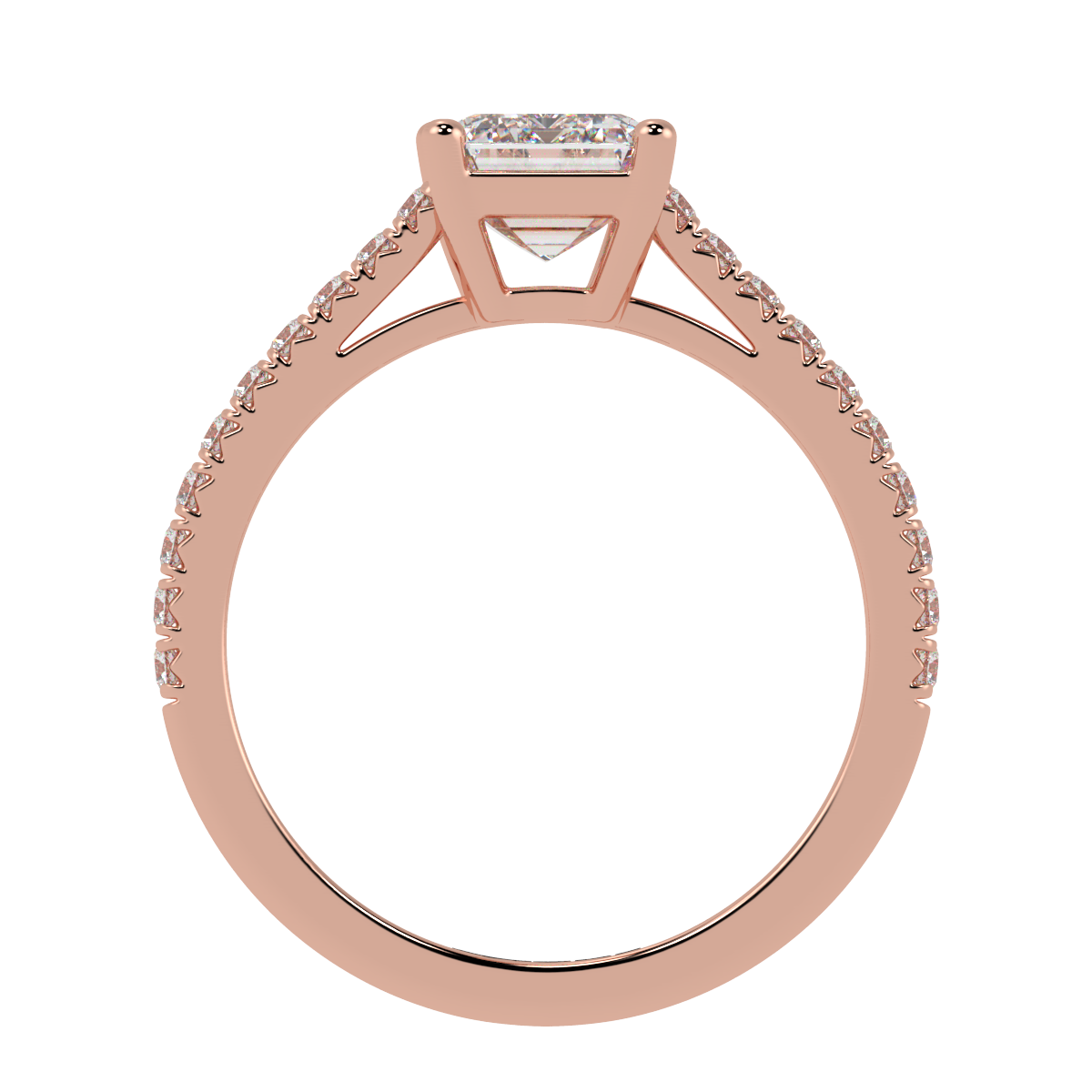 Emerald Pavé Engagement Ring Rose Gold
