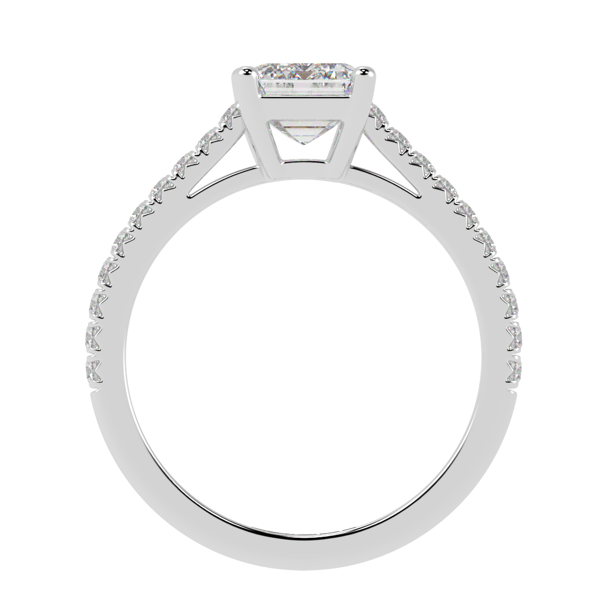 Emerald Pavé Engagement Ring White Gold
