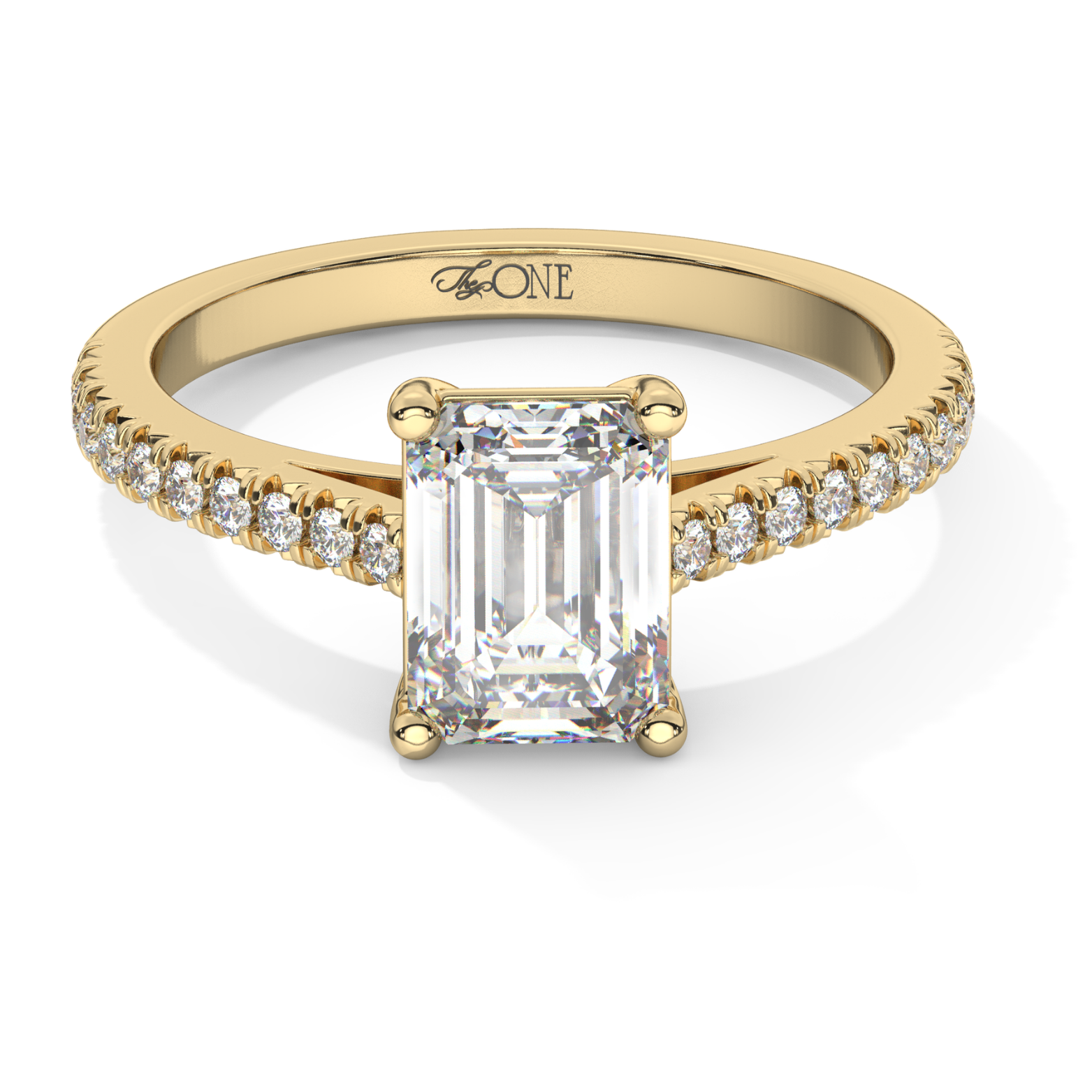 Emerald Pavé Diamond Engagement Ring Yellow Gold