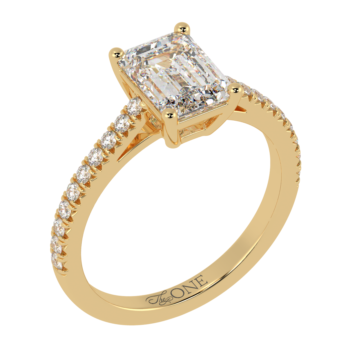Emerald Pavé Engagement Ring Yellow Gold