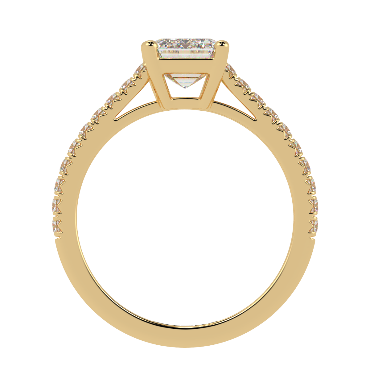 Emerald Pavé Engagement Ring Yellow Gold