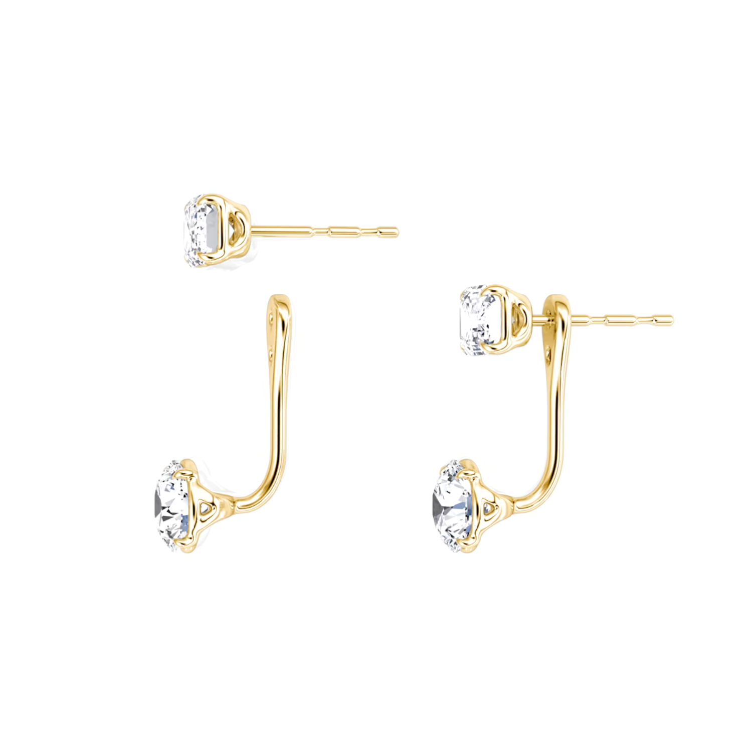 Emerald and Round Diamond Stud and Ear Jacket Yellow Gold