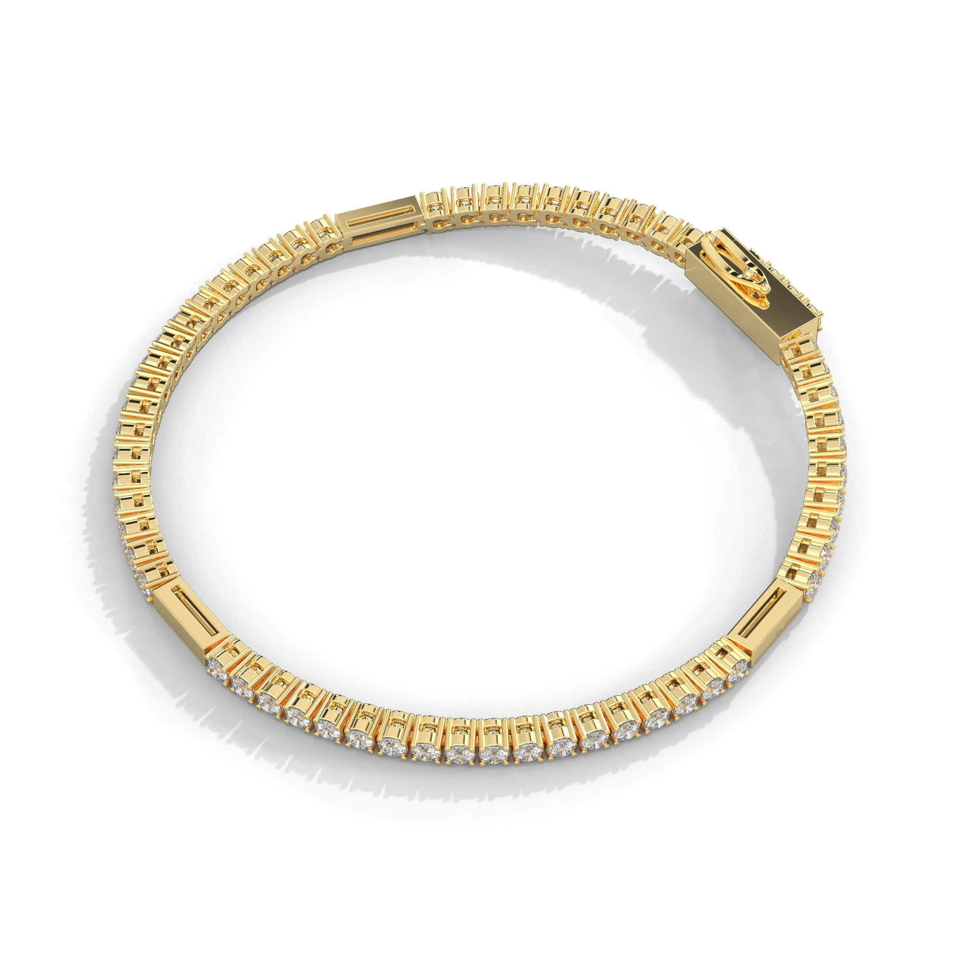 Gold Bar Diamond Tennis Bracelet Yellow Gold