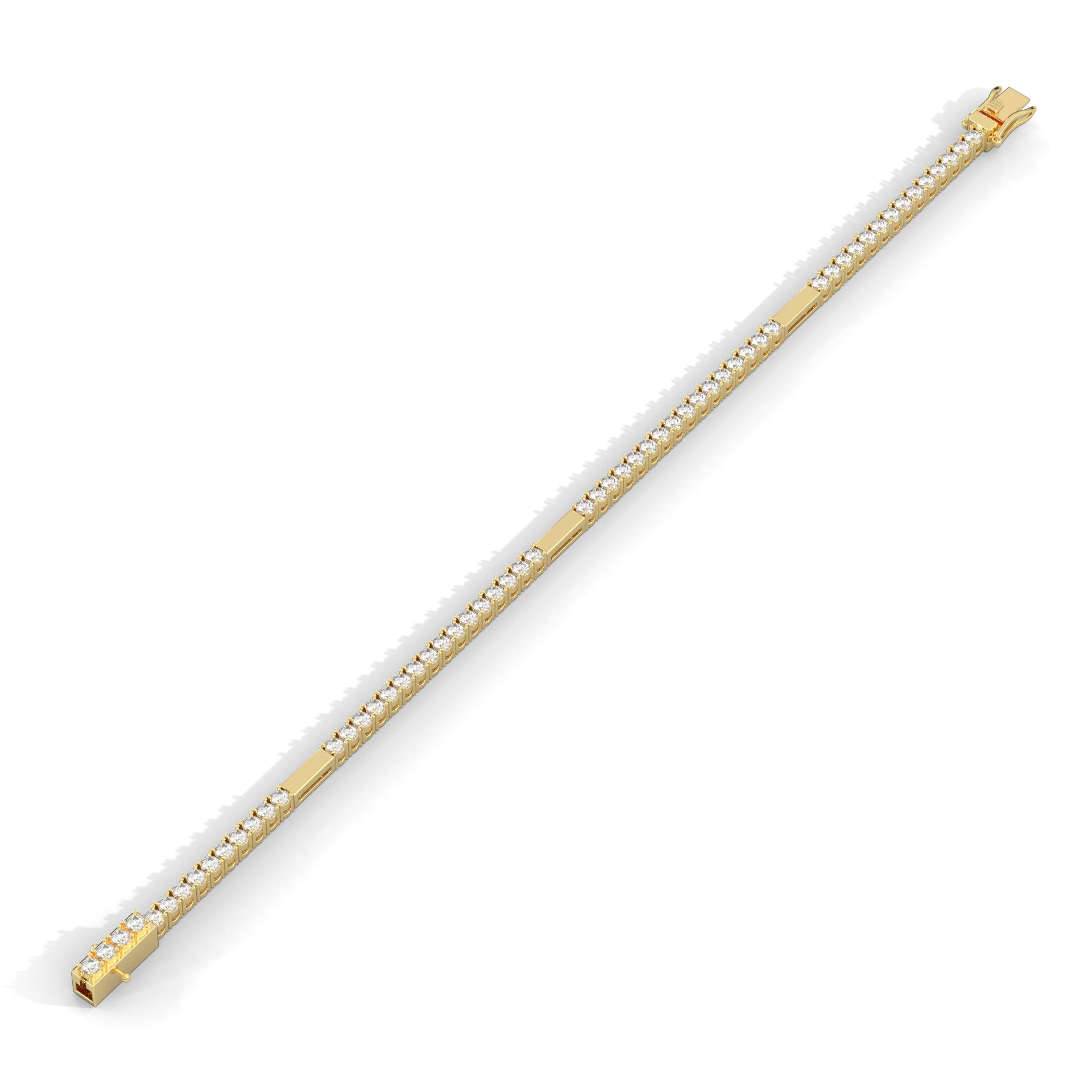 Gold Bar Diamond Tennis Bracelet Yellow Gold