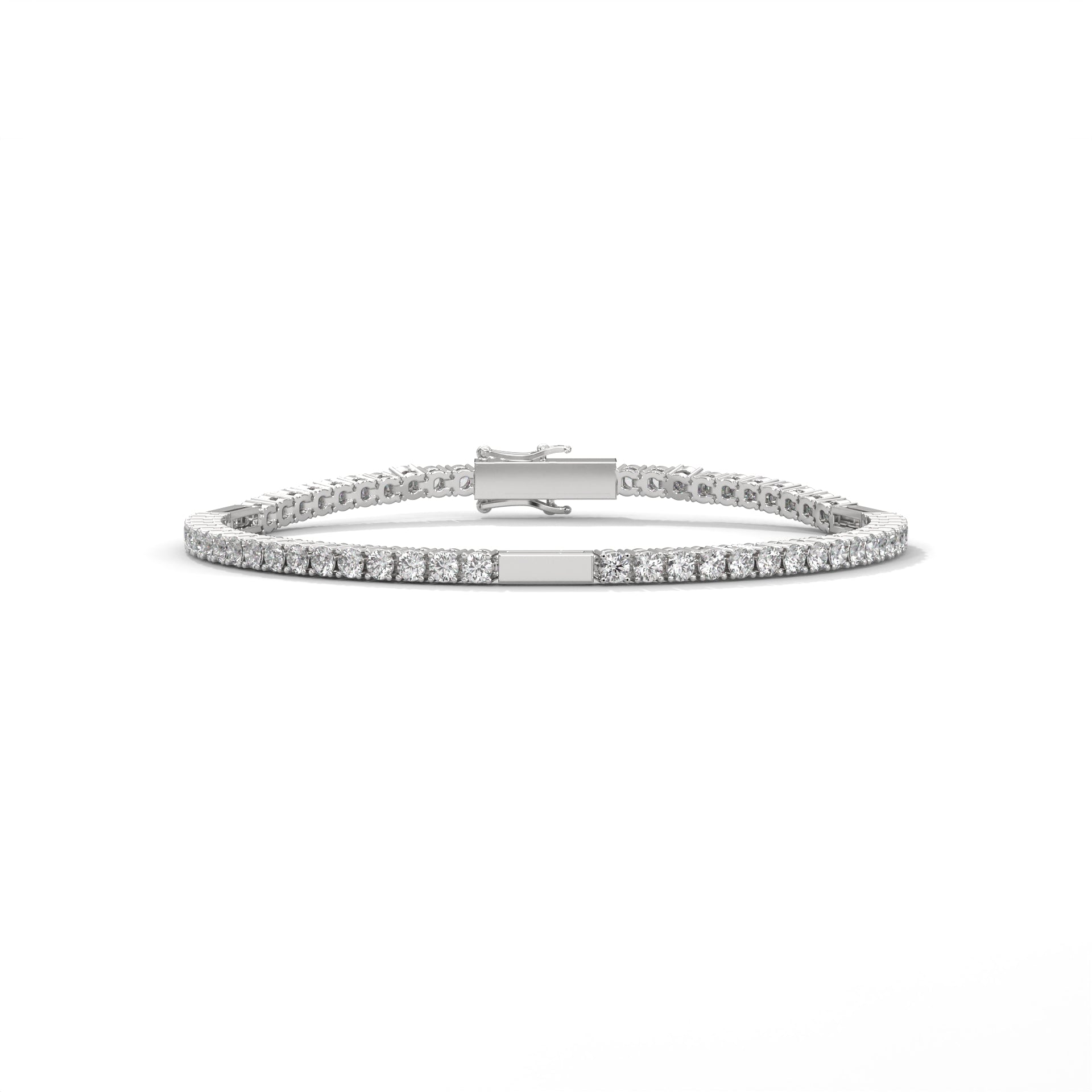 Gold Bar Diamond Tennis Bracelet White Gold
