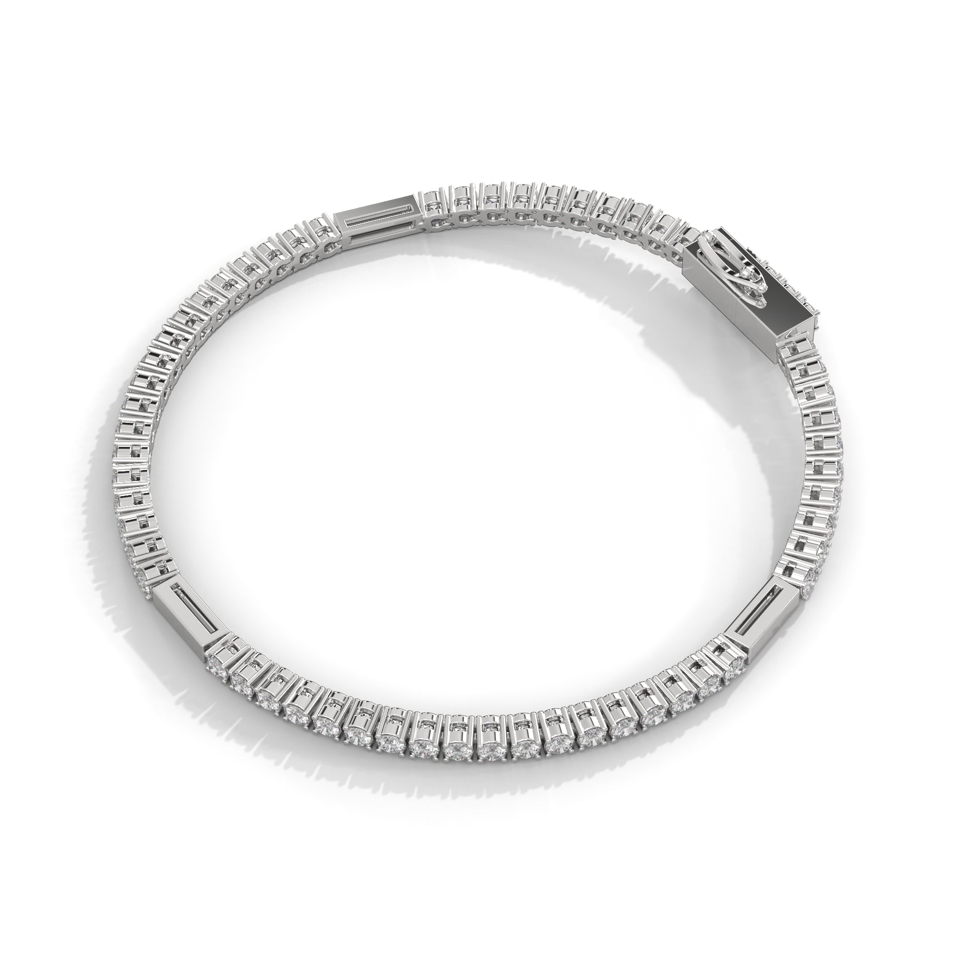 Gold Bar Diamond Tennis Bracelet Platinum