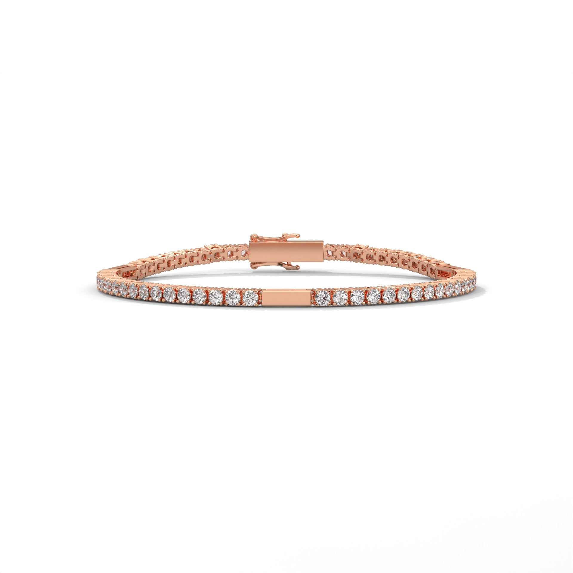Gold Bar Diamond Tennis Bracelet Rose Gold