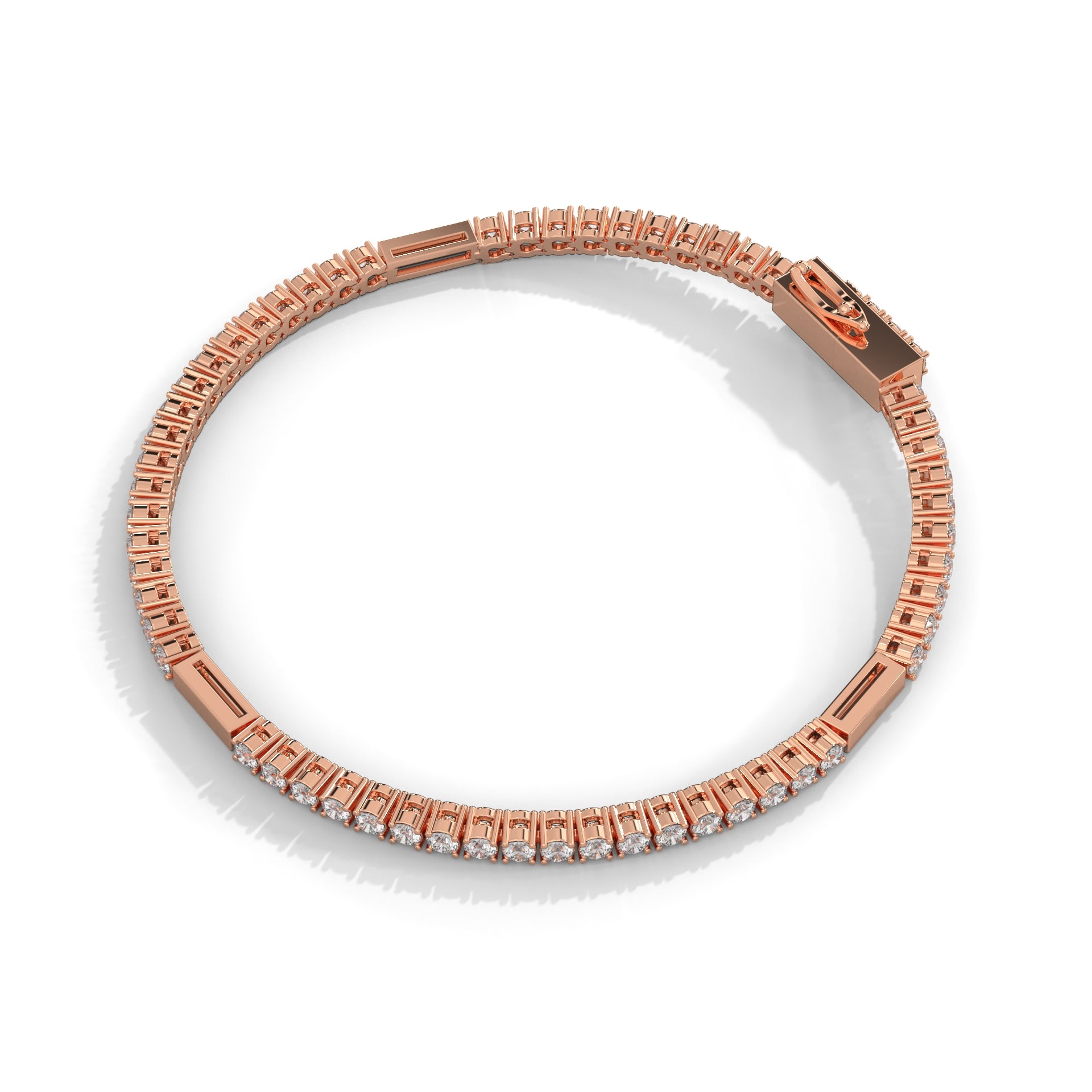 Gold Bar Diamond Tennis Bracelet Rose Gold