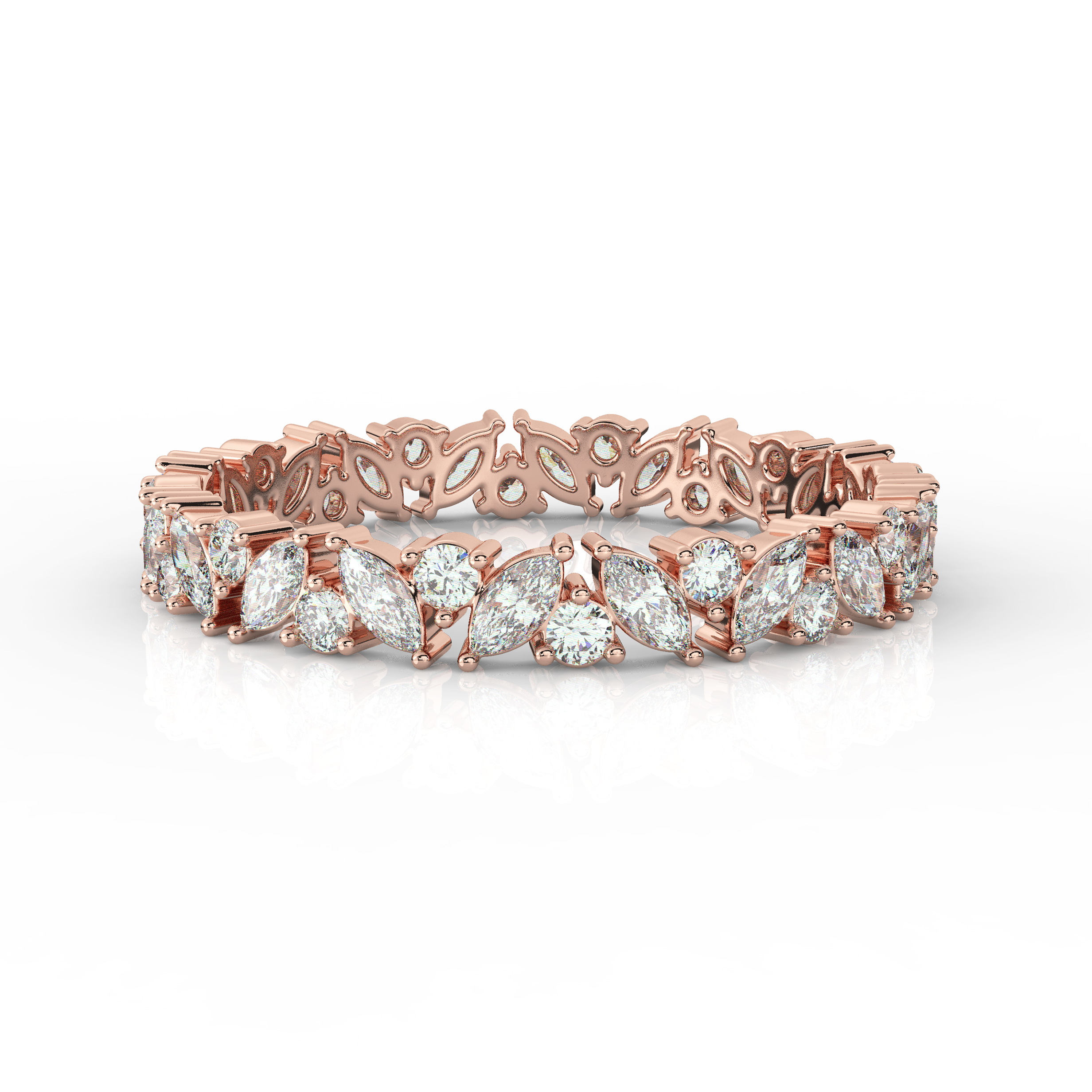Marquise & Round Diamond Eternity Band Rose Gold