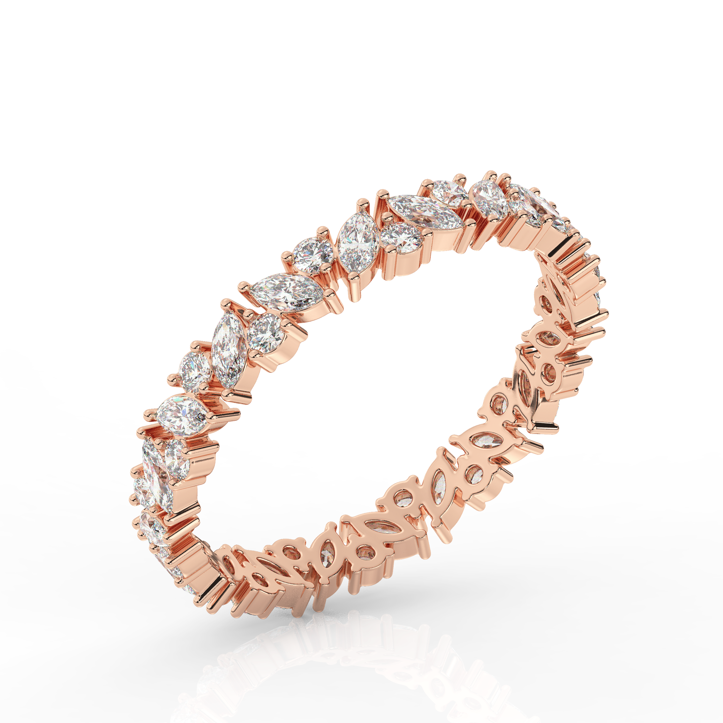 Marquise & Round Diamond Eternity Band Rose Gold