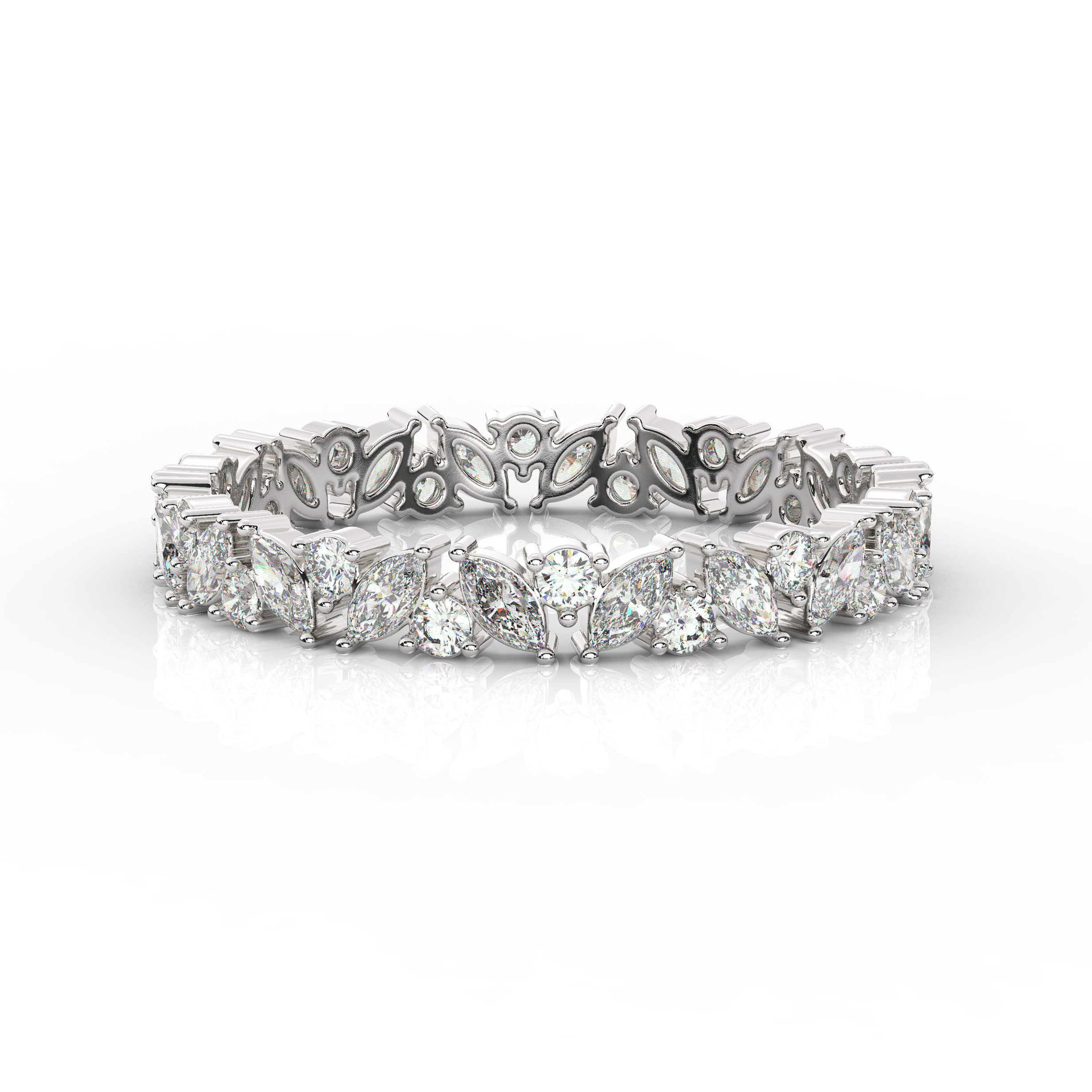 Marquise & Round Diamond Eternity Band White Gold