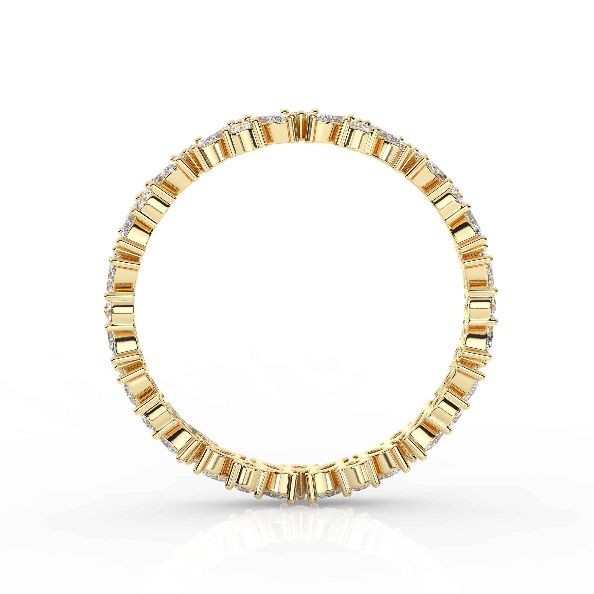 Marquise & Round Diamond Eternity Band Yellow Gold
