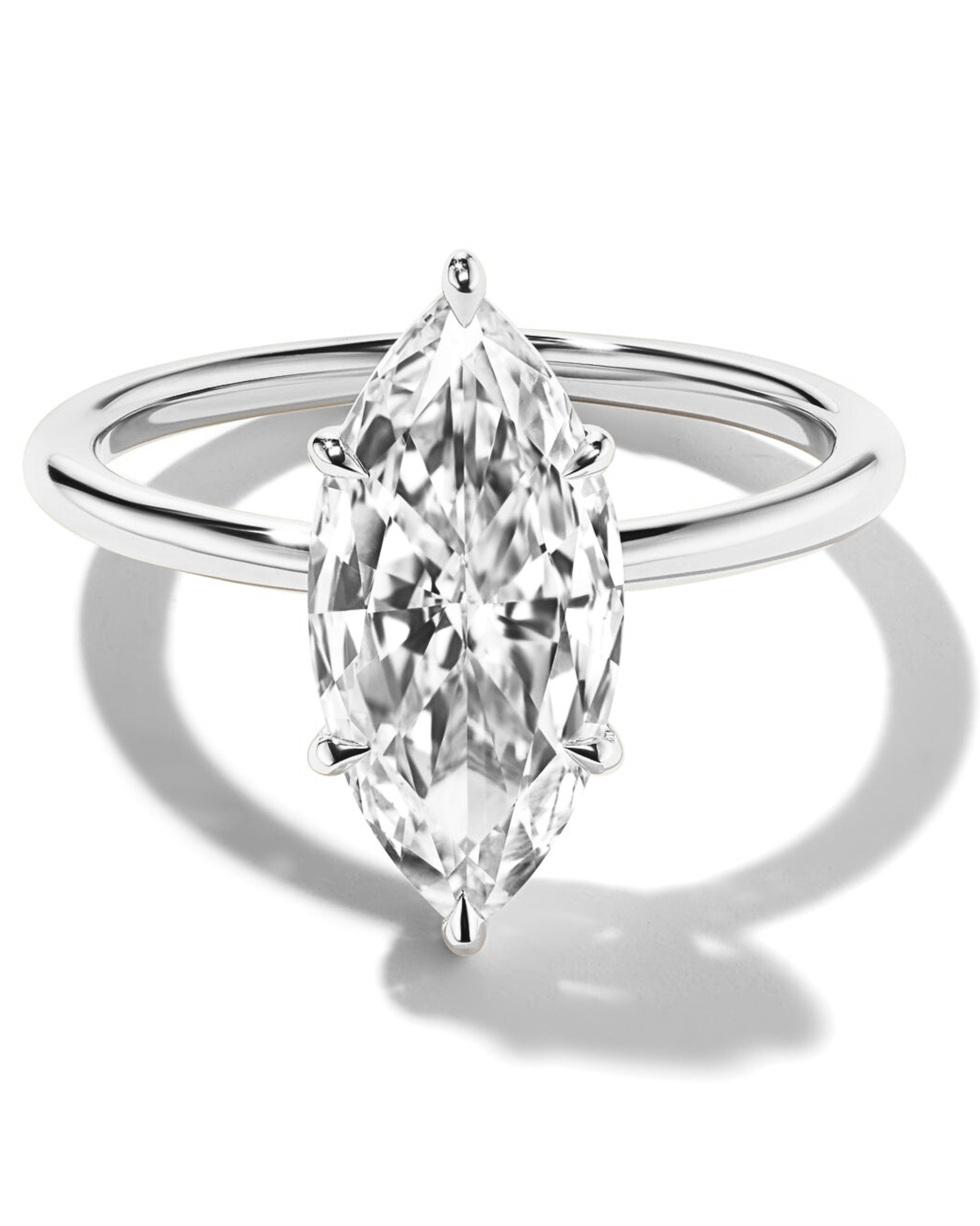 Marquise Solitaire 6-Claw Engagement Ring White Gold