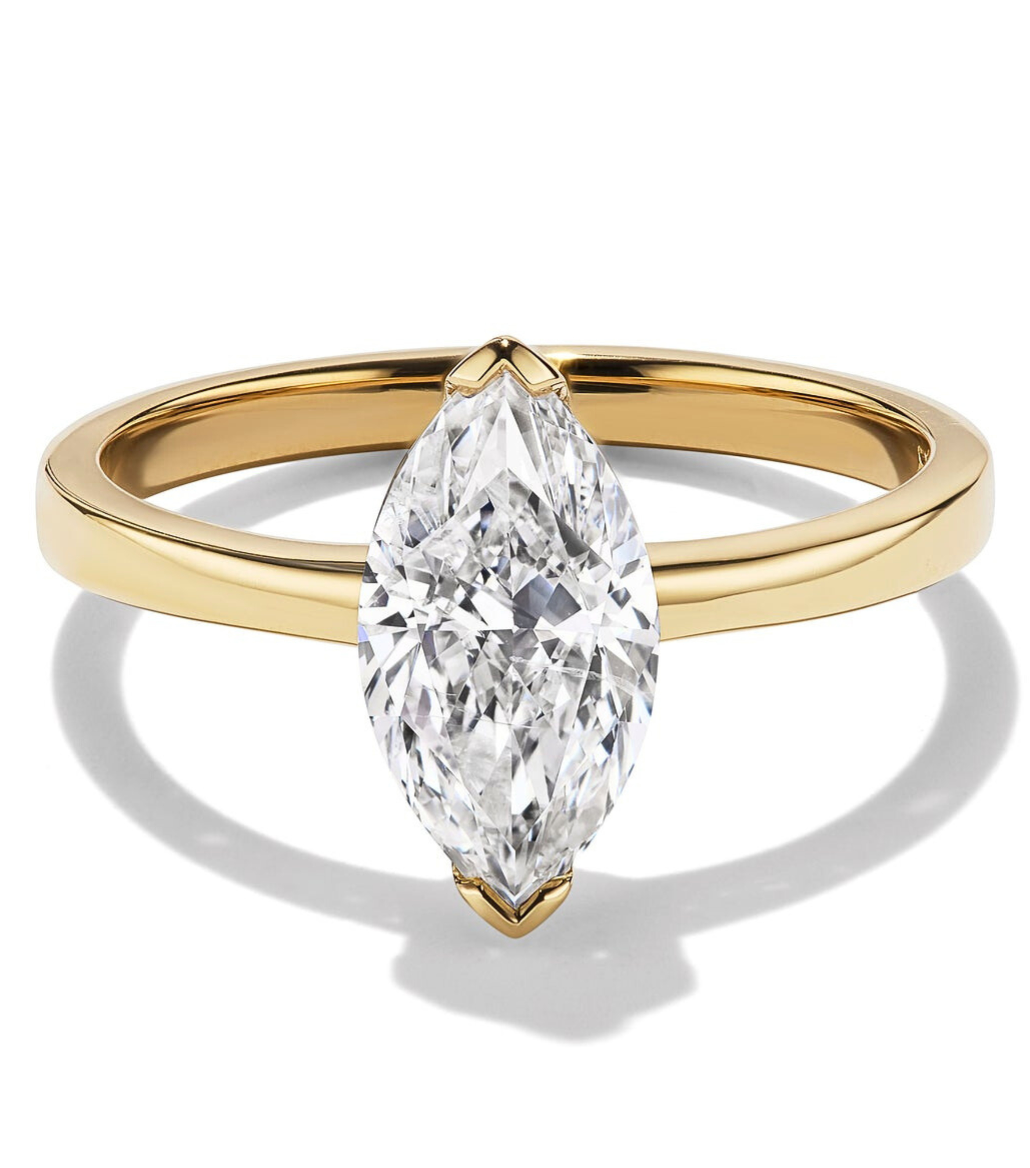 Marquise Solitaire Engagement Ring Yellow Gold