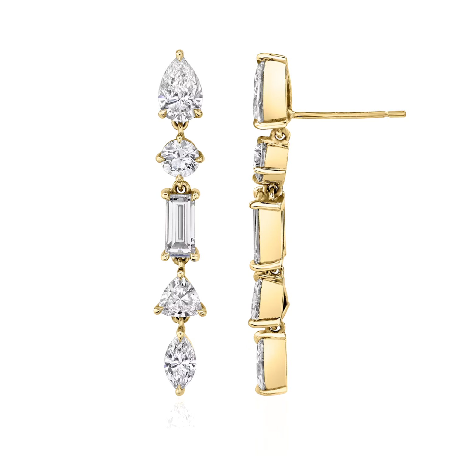 Multi Drop Earrings Yellow Gold