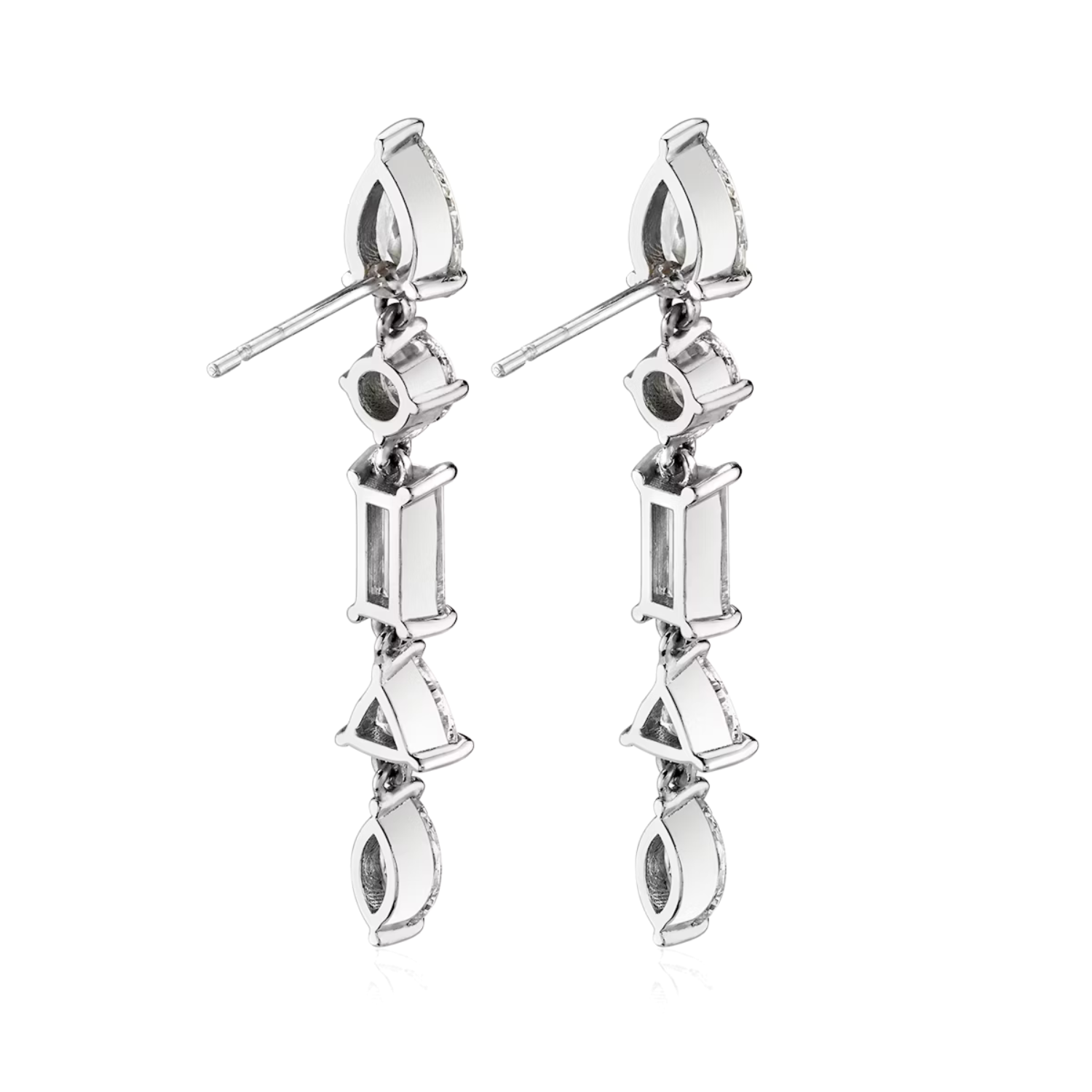 Multi Drop Earrings White Gold