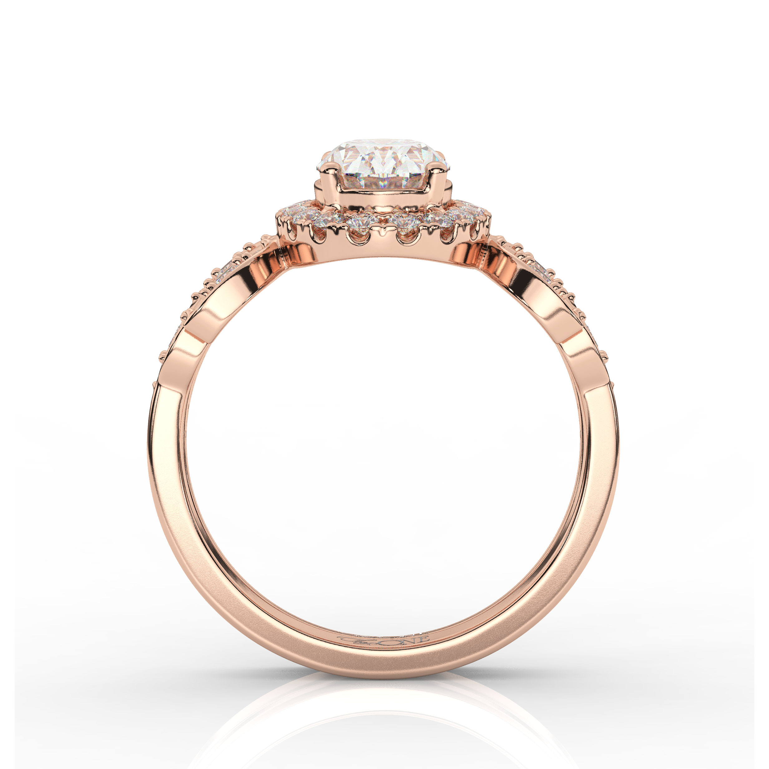 Oval Diamond Halo Set Rose Gold